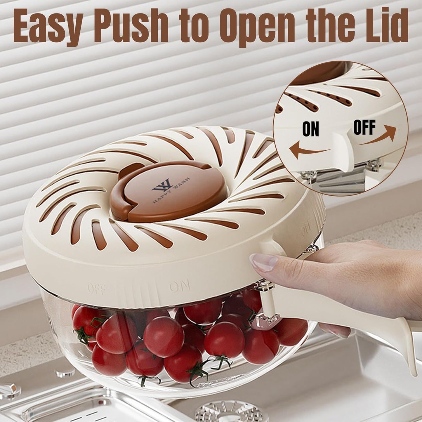 Fruit Washing Bowl with Strainer - Fruit Washer Drain Basket with Foldable Handle and Ice Box, 2 in 1 Vegetable Cleaning Colander, Multifunctional Fridge Storage Container for Kitchen Picnic