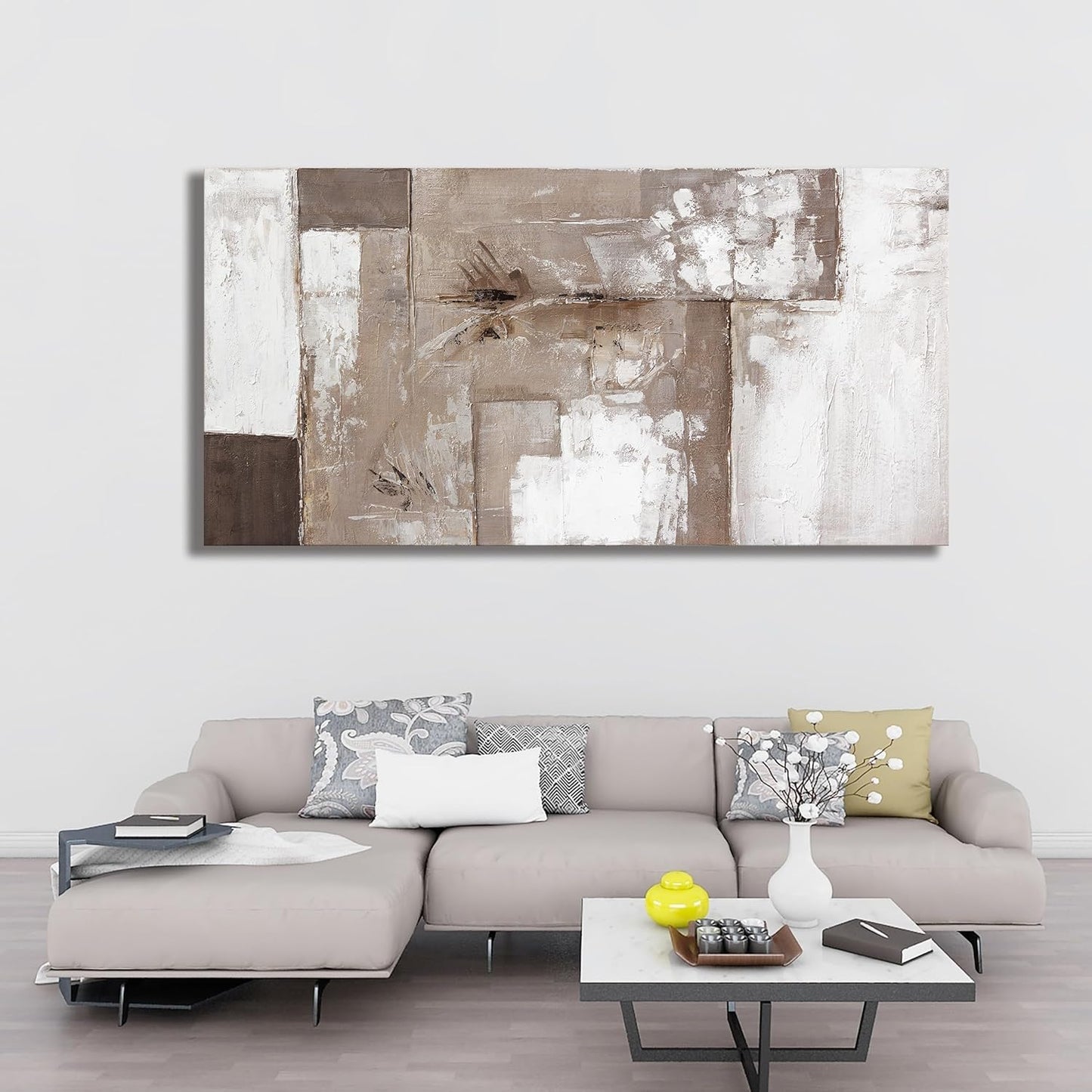 YISXINOAG Large Abstract Wall Art For Living Room Decor Grunge Room Decor Art Canvas Art Wall Decor 29" X 58" Painting Brown Grey And White Wall Art For Bedroom Home Office Dining Room Decoration