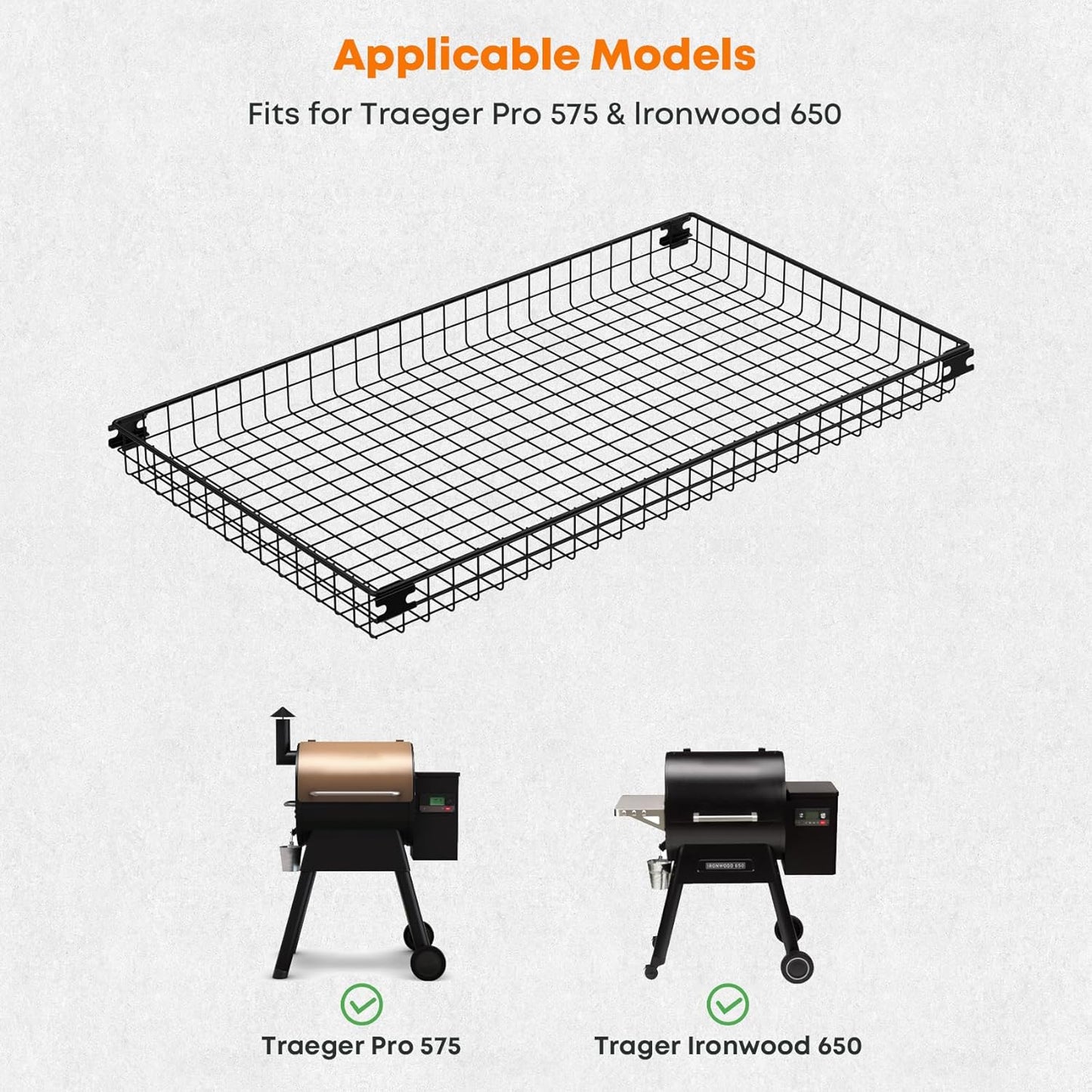 Stanbroil Pellet Grill Storage Shelf, Pellet Grill Storage Basket Fits Traeger Ironwood 650 and Pro 575 Grill, Grill Accessories to Add Storage Space