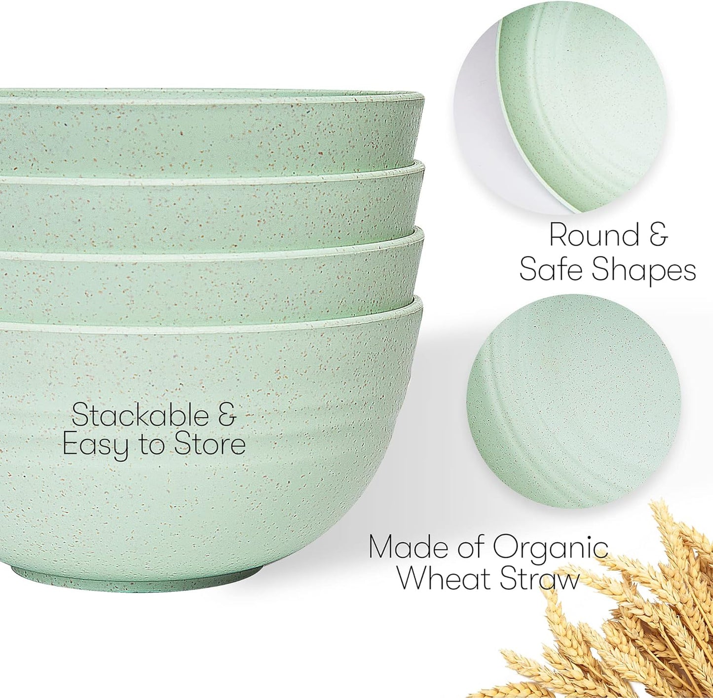 Wheat Straw Dinnerware Sets | Unbreakable Dinnerware Sets | Dishwasher Microwave Safe Dinnerware | Eco Friendly Non Breakable Dinnerware Sets | RV Outdoor Camping (Green, Service for 4 (16 pcs))