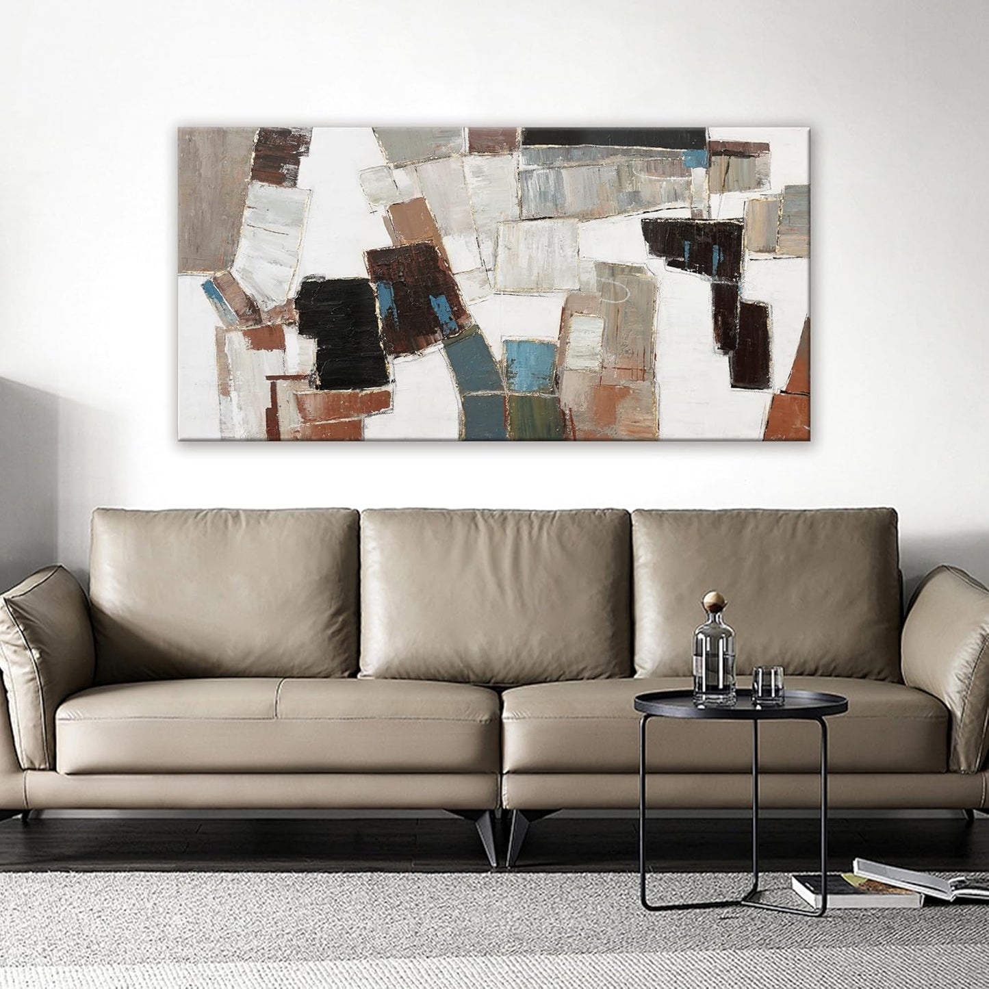 Dimpaga Abstract Wall Art Pictures for Living Room Wall Decor Modern Wall Art Decor Minimalist Geometric Line Artwork for Walls Textured Wall Art Prints Bedroom Office Decor 24"X48"