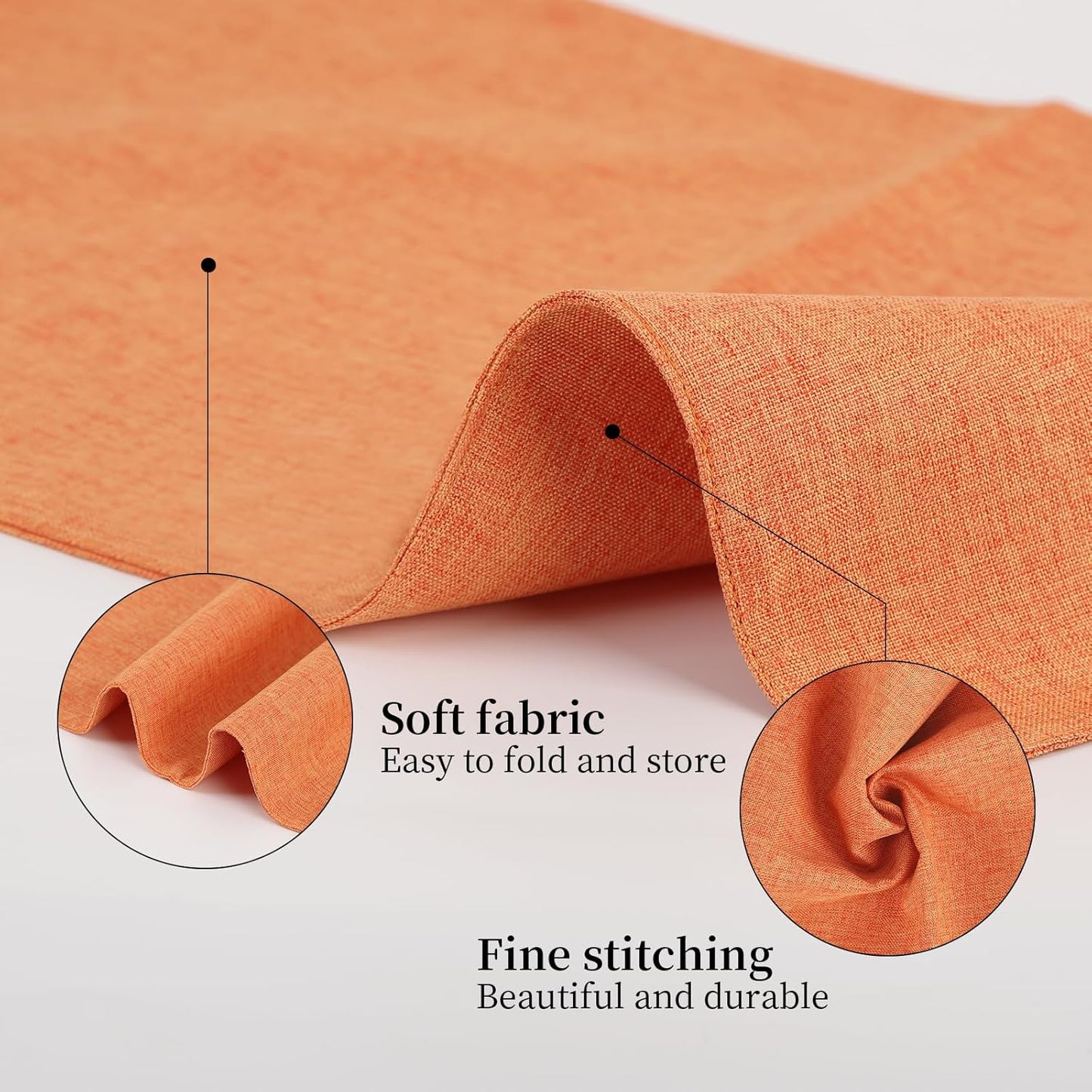 Placemats Set of 6 Linen Type Fabric Cloth Placemats, 19 x 13 Inch Double Layered Thick Wrinkle Free Heat Resistant Table Place, for Dining, Kitchen, Party (Orange, 48 * 33cm)