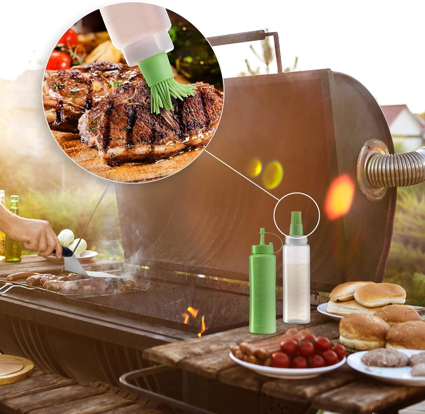 Metal Spatula and Scraper Set - Griddle Accessories kit - Grill Tongs Flat Spatula Pancake Flipper Hamburger Turner Squeeze Bottles Set - Metal Utensil Great for BBQ Grill Flat Top Cast Iron