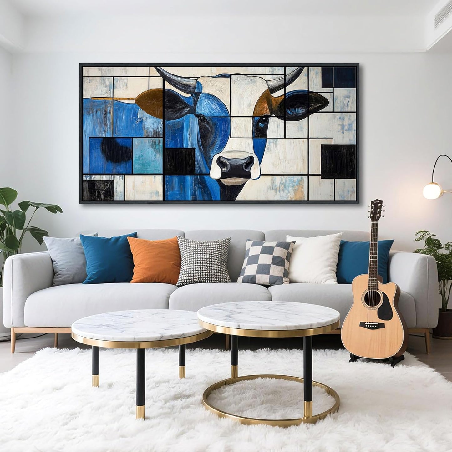 QZQCBLC Large Framed Wall Art - Abstract Modern Funny Pictures Artwork Black and White Canvas Print Western Wall Decor for Living room Bedroom kitchen Home Office Painting 29x58 IN