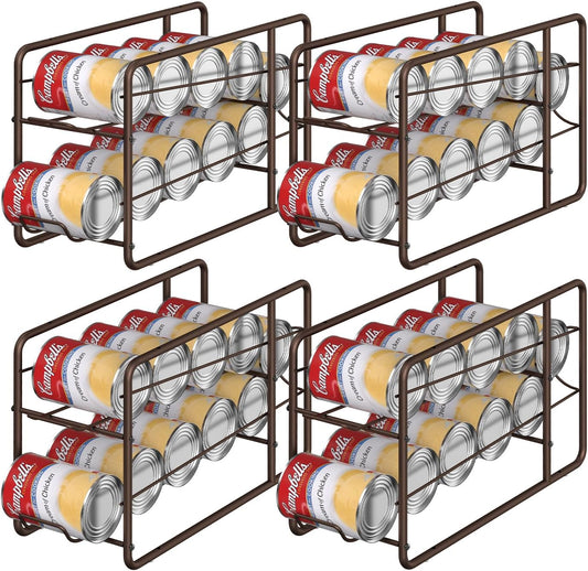 MOOACE 4 Pack Can Dispenser Rack, Stackable Can Storage Organizer Holder for Canned Food Kitchen Cabinet Pantry Countertop, Bronze