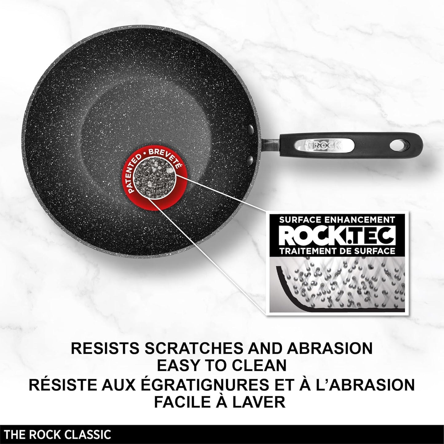 Starfrit The Rock 11'' (28cm) Non-Stick Stir Fry Pan - Durable Forged Aluminum - Oven Safe - PFOA Free - Easy to Clean - Black
