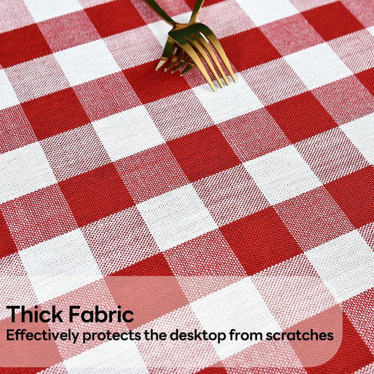 Gingham Tablecloth Rectangle Table Cloth Heavy Duty Cotton Checkered Table Cover for Spring Picnic Kitchen Dining(C-Red, 52x70 inch)