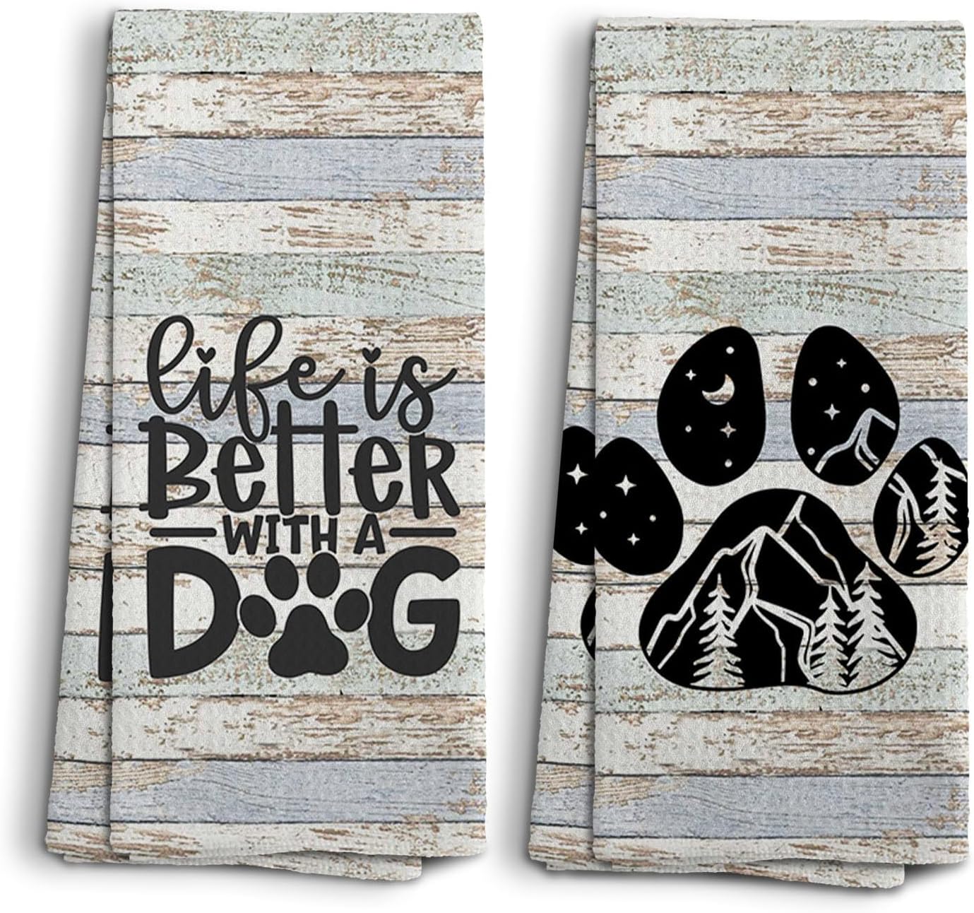 Dog Towel - Life is Better with A Dog Kitchen Towels & Dishcloths Set of 2, 1624 Inches