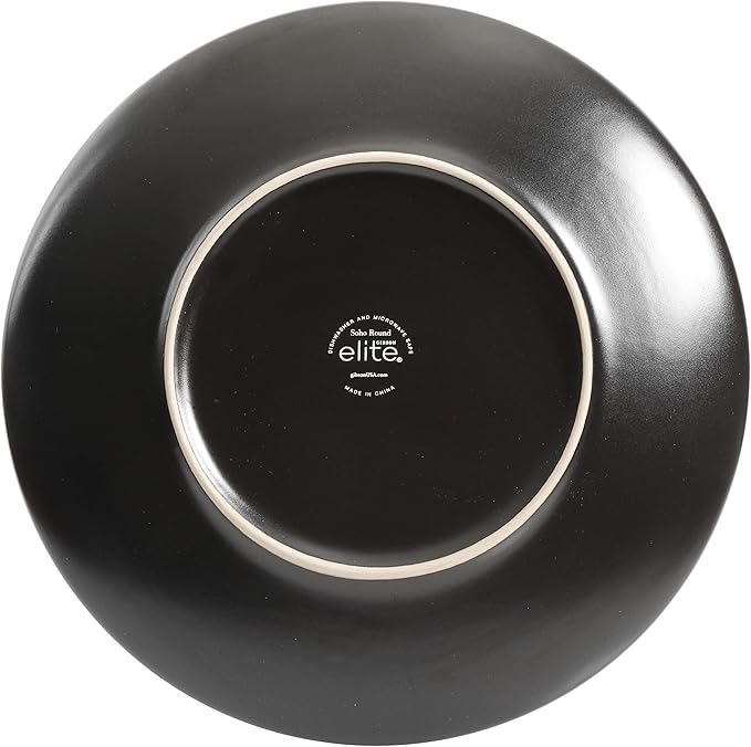 Gibson Elite Soho Lounge Round Reactive Glaze Stoneware Dinnerware Set, Service for Four (16pcs), Red