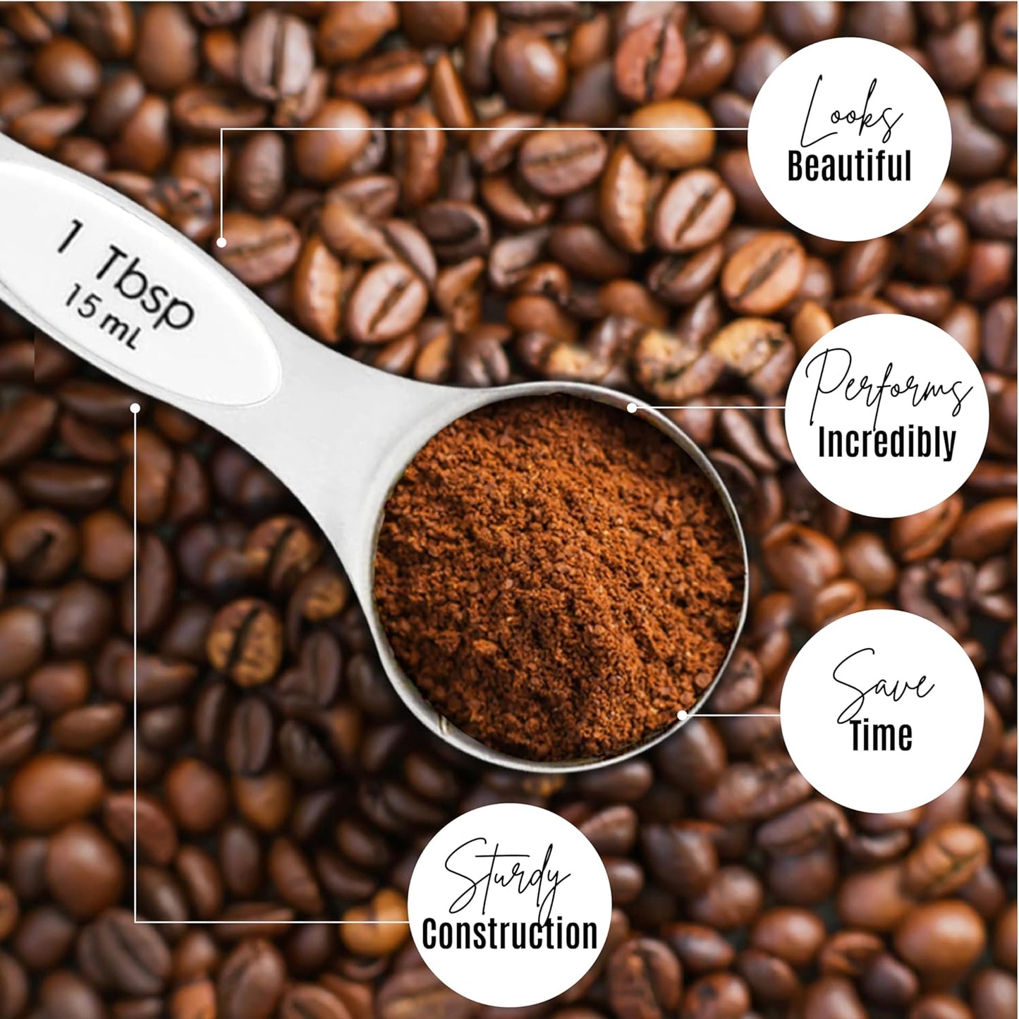 Magnetic Measuring Spoons Set of 9 Stainless Steel Dual-Sided Stackable Measuring Spoon Nesting Teaspoons Measuring Dry and Liquid Ingredients, Fits in Spice Jars Set of 9 (White)