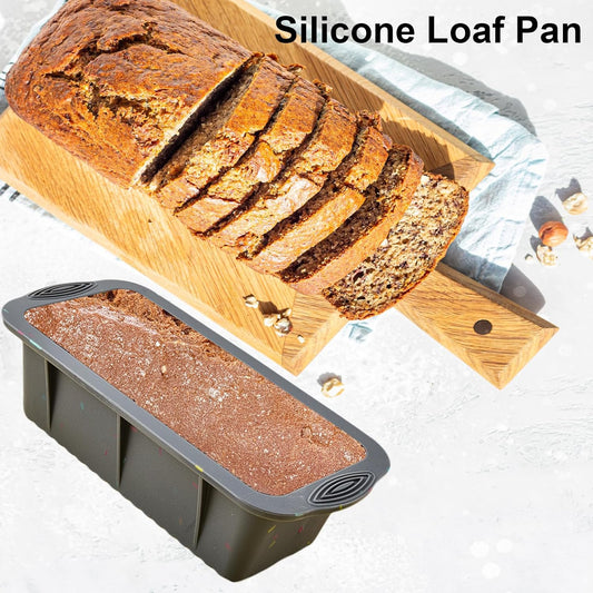 Silicone Bread Loaf Pan Set of 2, Non-Stick Easy Release Rectangle Cake Bakeware, BPA Free, For Oven, Homemade Bread, Toast, Brownie, Meatloaf
