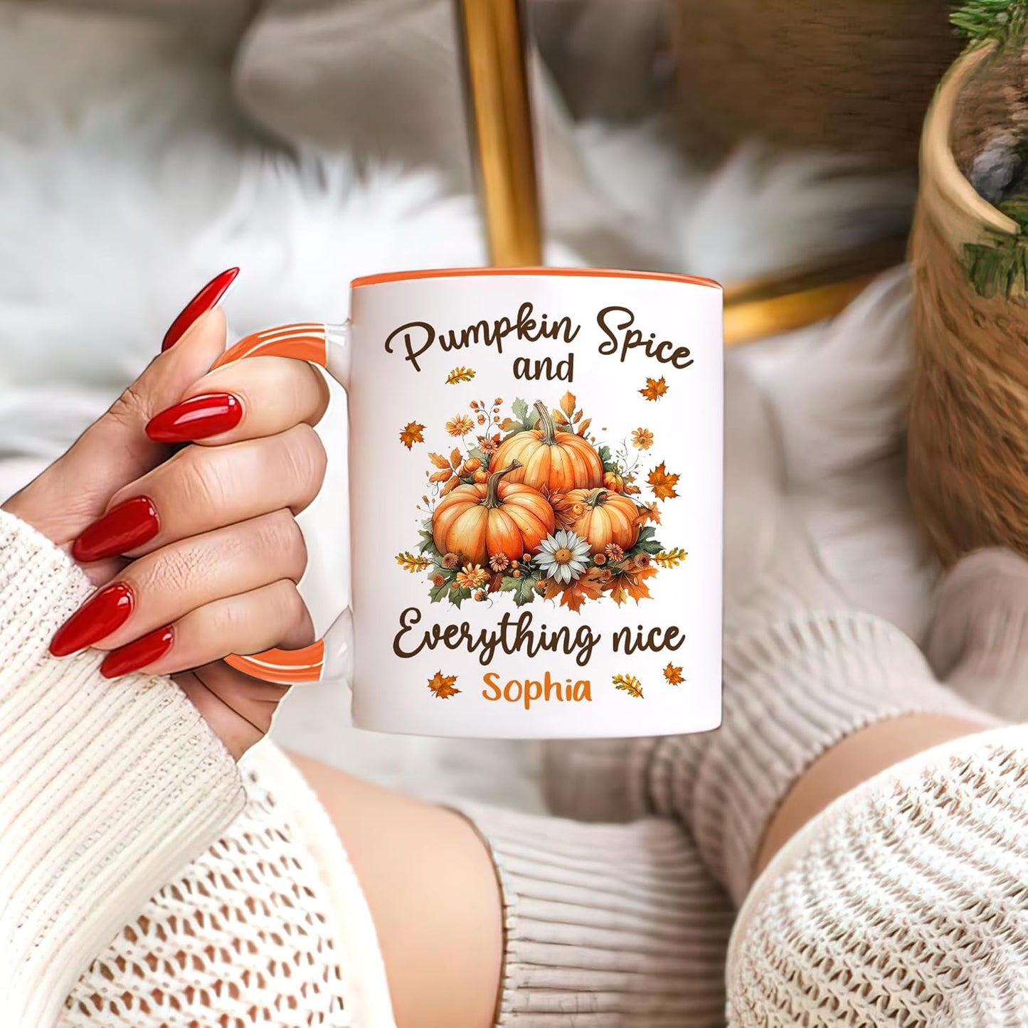Hyturtle Personalized Fall Autumn Mug Gifts - Pumpkin Spice - Custom Name Coffee Cup Ceramic Mug 11oz 15oz - Autumn Gifts - Fall Thanksgiving Decor Gift - Birthday Christmas