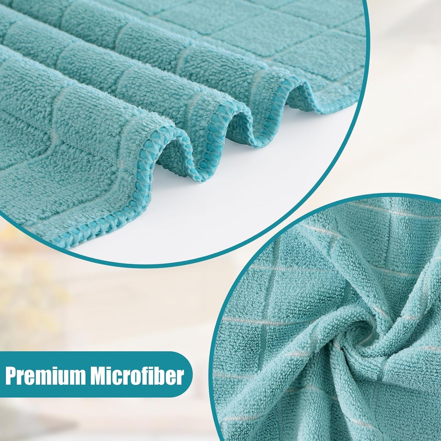Homaxy Microfiber Kitchen Towels and Dishcloths Set, 12 Pack Soft and Absorbent Dish Hand Towels Bulk, 28 x 16 Inch & 12 x 12 Inch Quick Drying Rags for Washing Dishes, Lake Blue