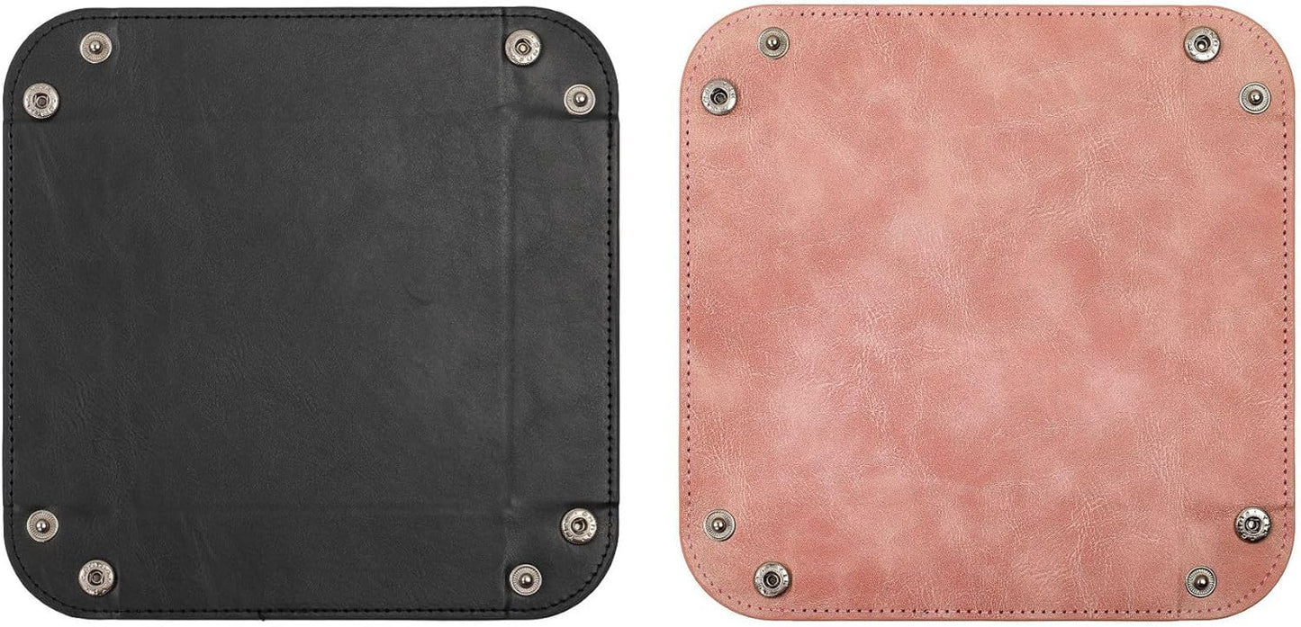 siduater Valet Tray Desktop Storage Organizer – Vegan Leather Catchall Bedside Vanity Tray Nightstand Caddy Holder for Remote Controller, Watch, Keys, Phone, Wallet, Coin, Jewelry, Stone Pink