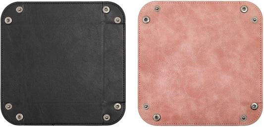 siduater Valet Tray Desktop Storage Organizer – Vegan Leather Catchall Bedside Vanity Tray Nightstand Caddy Holder for Remote Controller, Watch, Keys, Phone, Wallet, Coin, Jewelry, Stone Pink