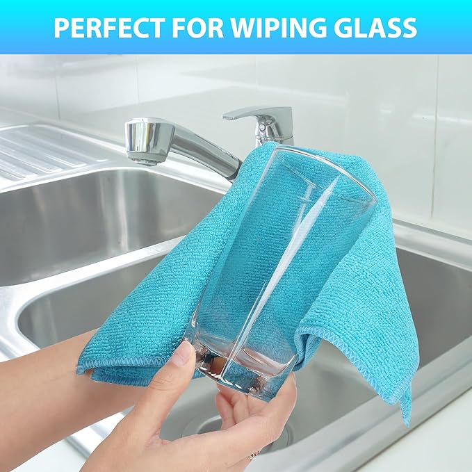 15pcs Microfiber Cleaning Cloth Lint Free, Absorbent, Streak Free, Non-Abrasive, Reusable and Washable，Cleaning Towels with 5 Color Assorted,11.5"X11.5"(Green/Blue/Yellow/Pink/Grey)