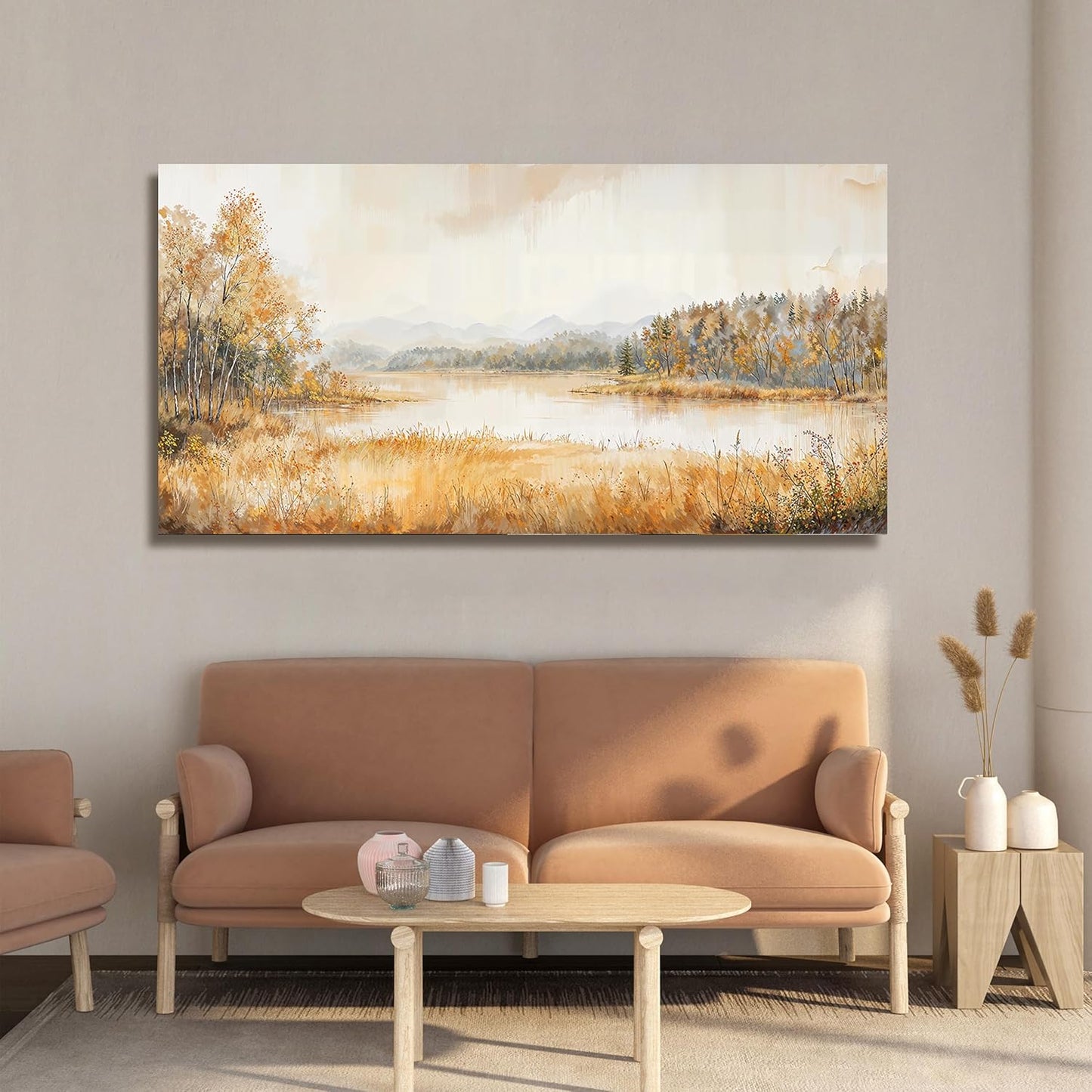 KUPTEU Canvas Wall Art Decor Wall Art Pictures for Living Room Coastal Landscape Art Prints Art Work for Wall Decor Lakeside Wall Decorations Artwork for Walls Bedroom Home Aesthetic Decor 20"X40"