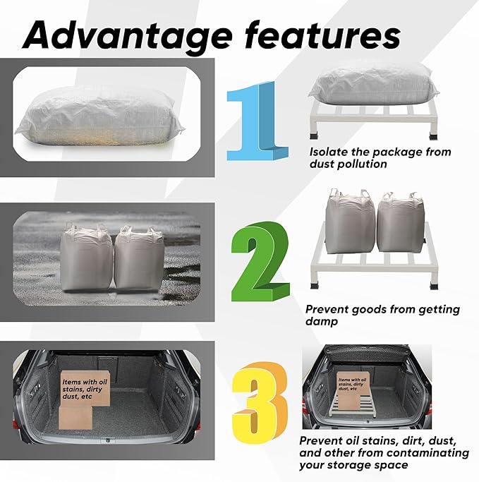 3 Packs Dunnage Rack 19.7x19.7x4 inch Stainless Steel Dunnage Racks Commercial Food Service Storage Rack for Restaurants Kitchen Warehouse Supermarket