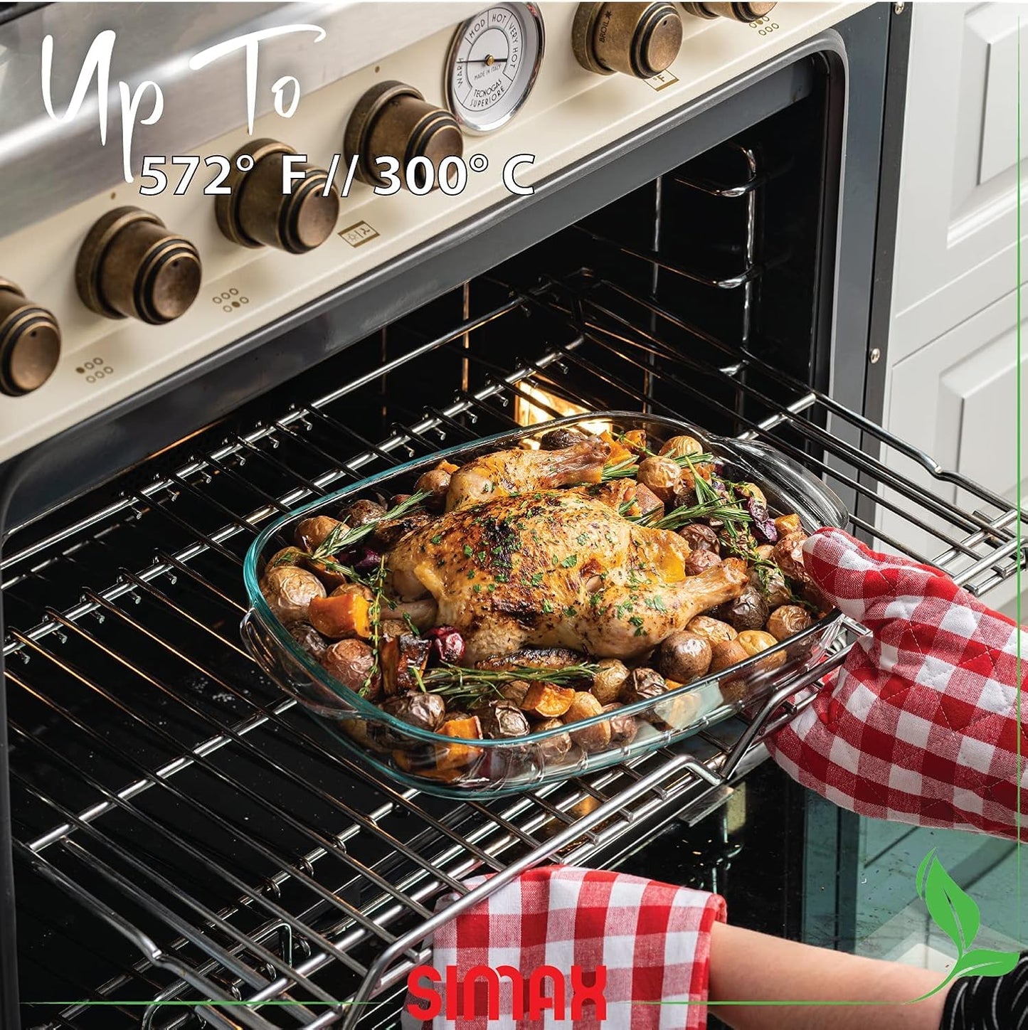 Simax Casserole Dish For Oven, 8 Quart Glass Baking Dish With High Lid Set, Microwave, Oven, and Dishwasher Safe Cookware, Borosilicate Glassware, Large Baking Dish