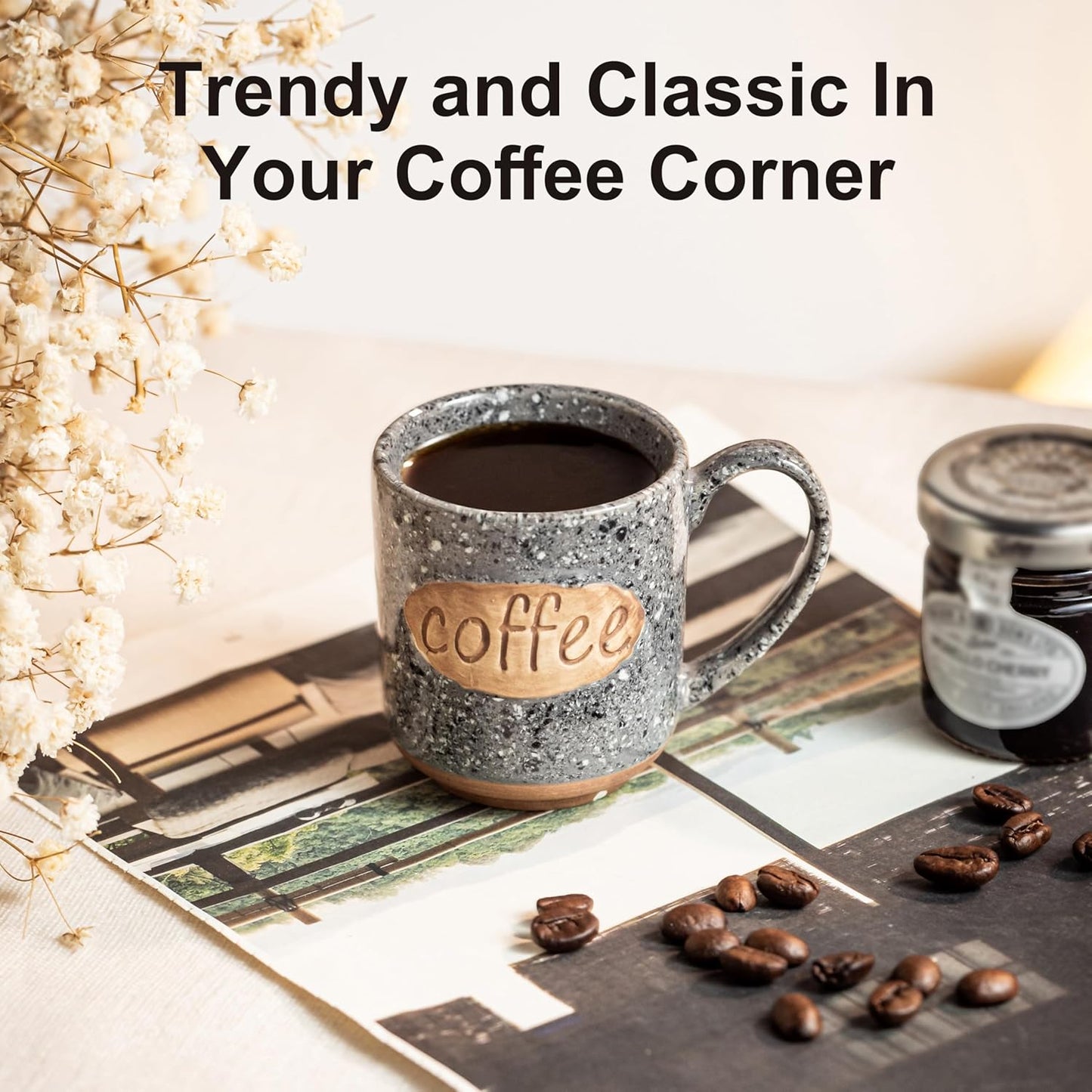 LYEOBOH Espresso Cups, Coffee Cups, Tea Cup - 3 oz Grey Ceramic Set of 6, Mini Coffee Mugs, Demitasse Cups, Espresso Shot, Microwave Dishwasher Safe, Ceramic Mugs, Perfect for Daily Use & Tea Time