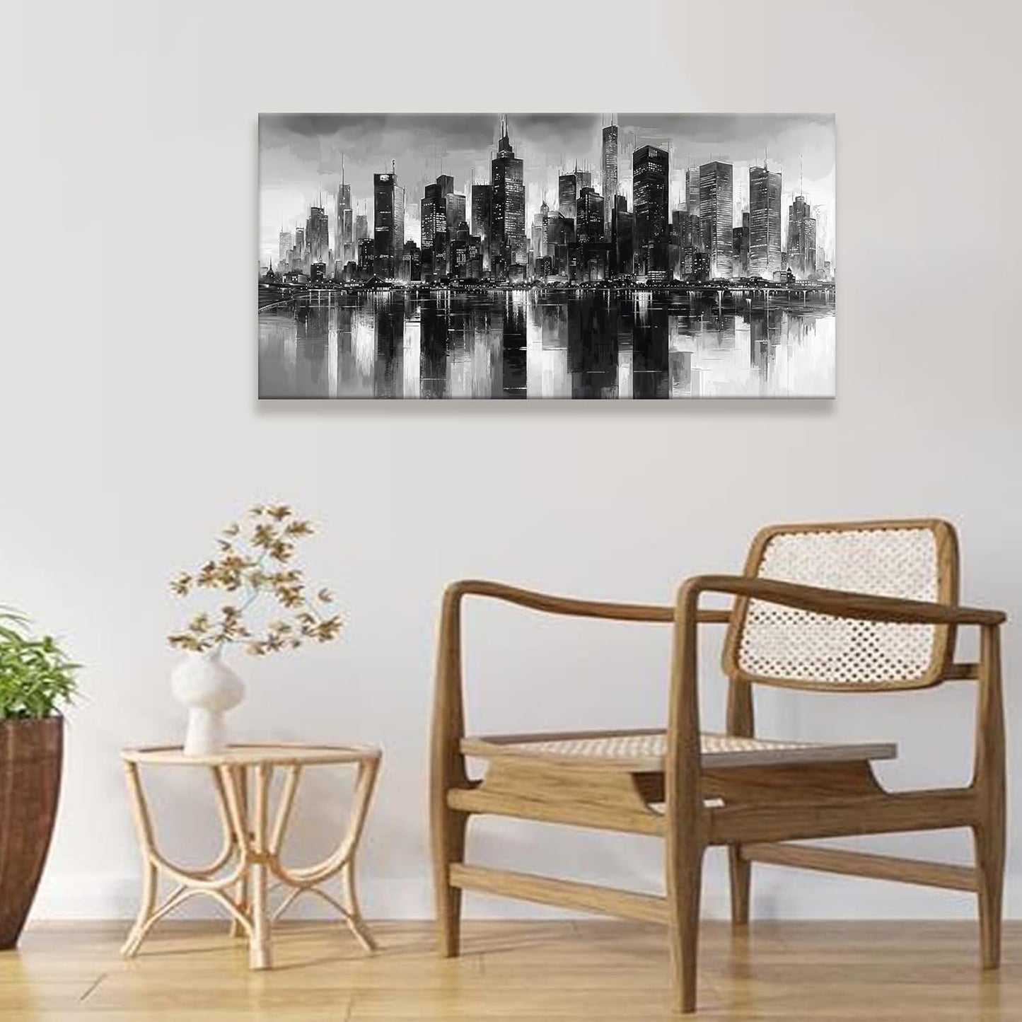 QSQ New York City Wall Art Brooklyn Bridge Wall Art Print Paintings Modern Cityscape Canvas Art Wall Decor Picture For Bedroom Apartment Office Home Decor Chicago Artwork 20 × 40 In