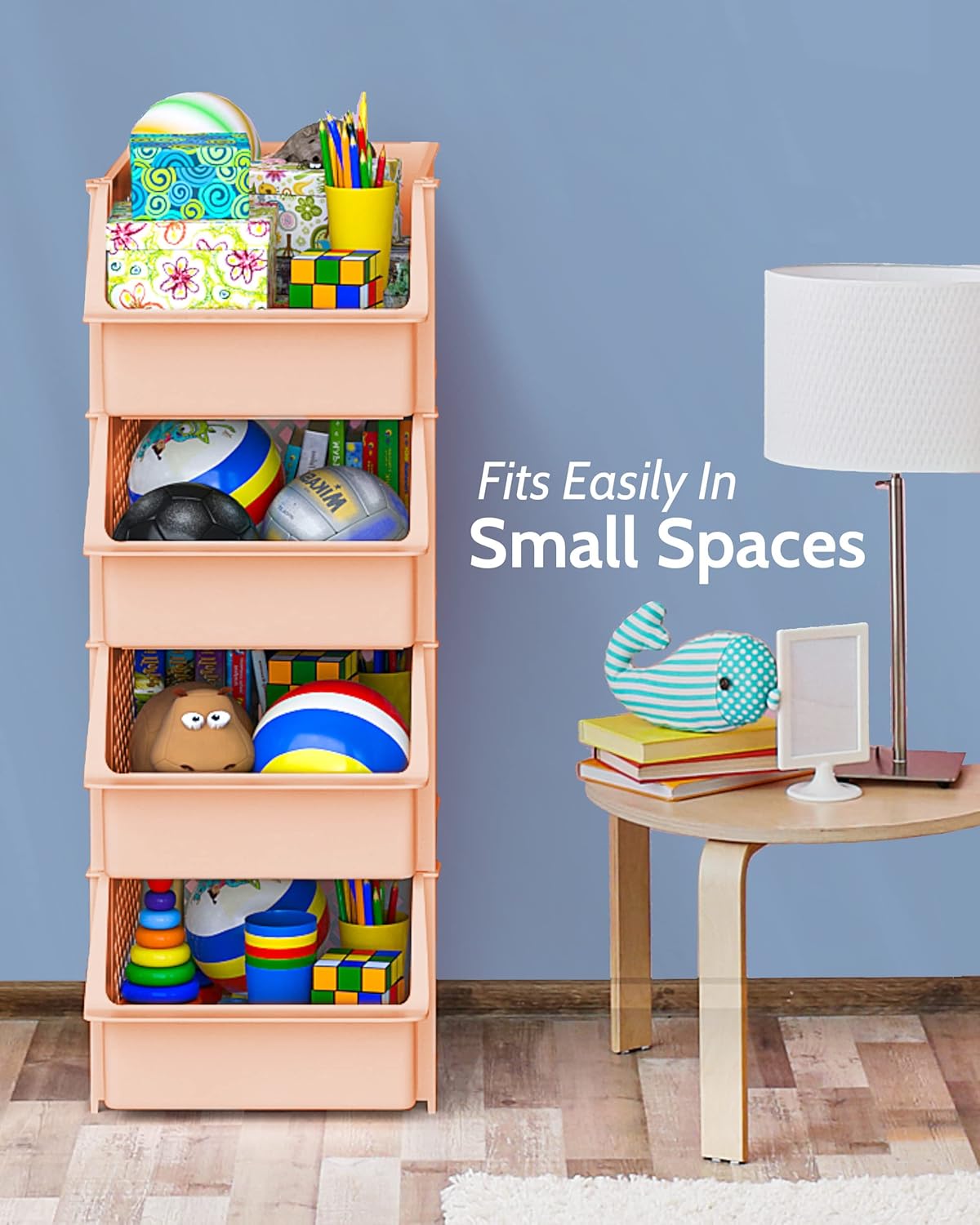 TidyFriend Stackable Storage Bins for Closet Organizers and Storage 4 Pack, Plastic Storage Drawers, Stackable Storage Drawers (Cream)