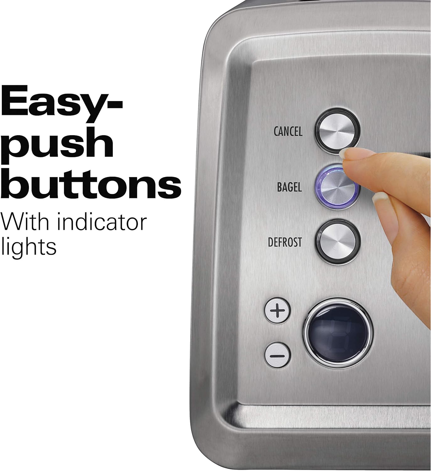 Hamilton Beach 2 Slice Toaster with Extra-Wide Slots, Bagel Setting, Toast Boost, Slide-Out Crumb Tray, Auto-Shutoff & Cancel Button, Digital with Defrost Function, Stainless Steel (22796)