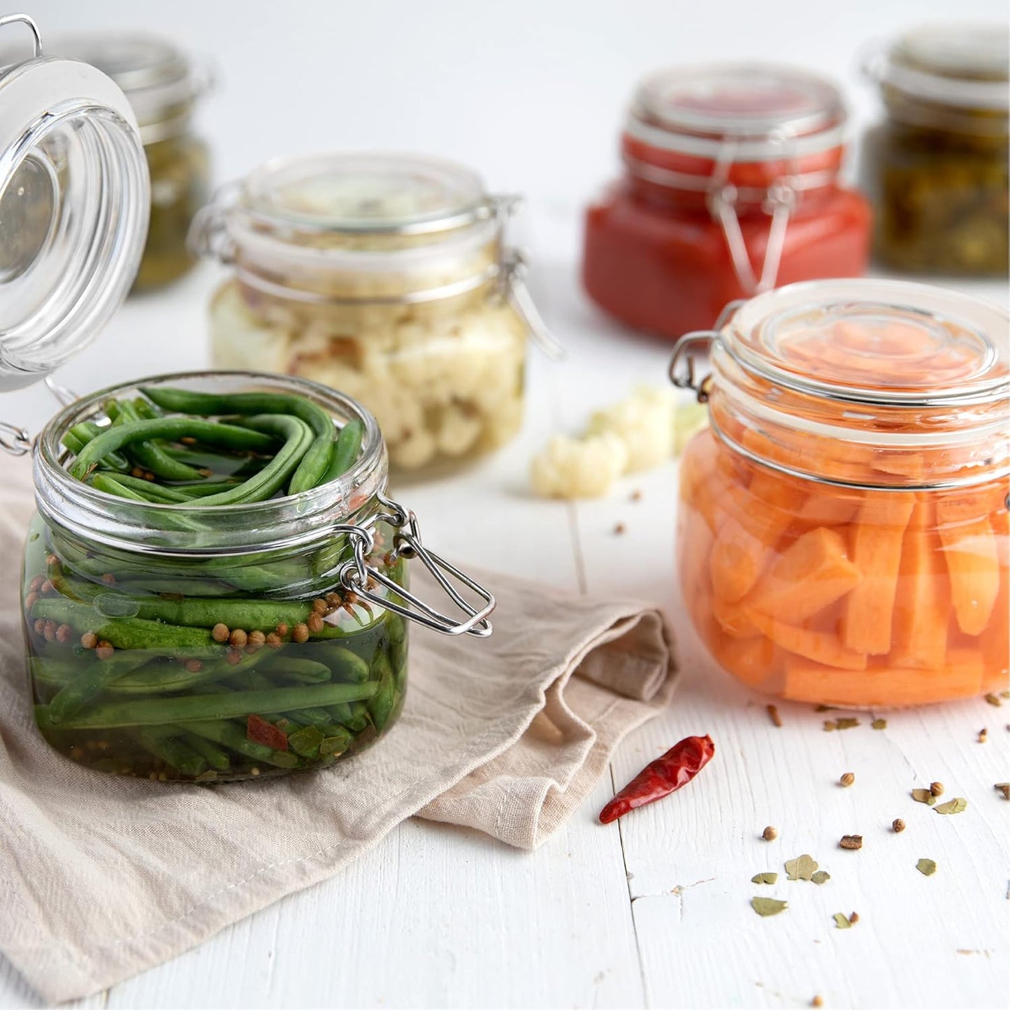 Galashield Glass Jars with Lids Food Storage Airtight Leak Proof Canisters Kitchen [17 oz] Clear