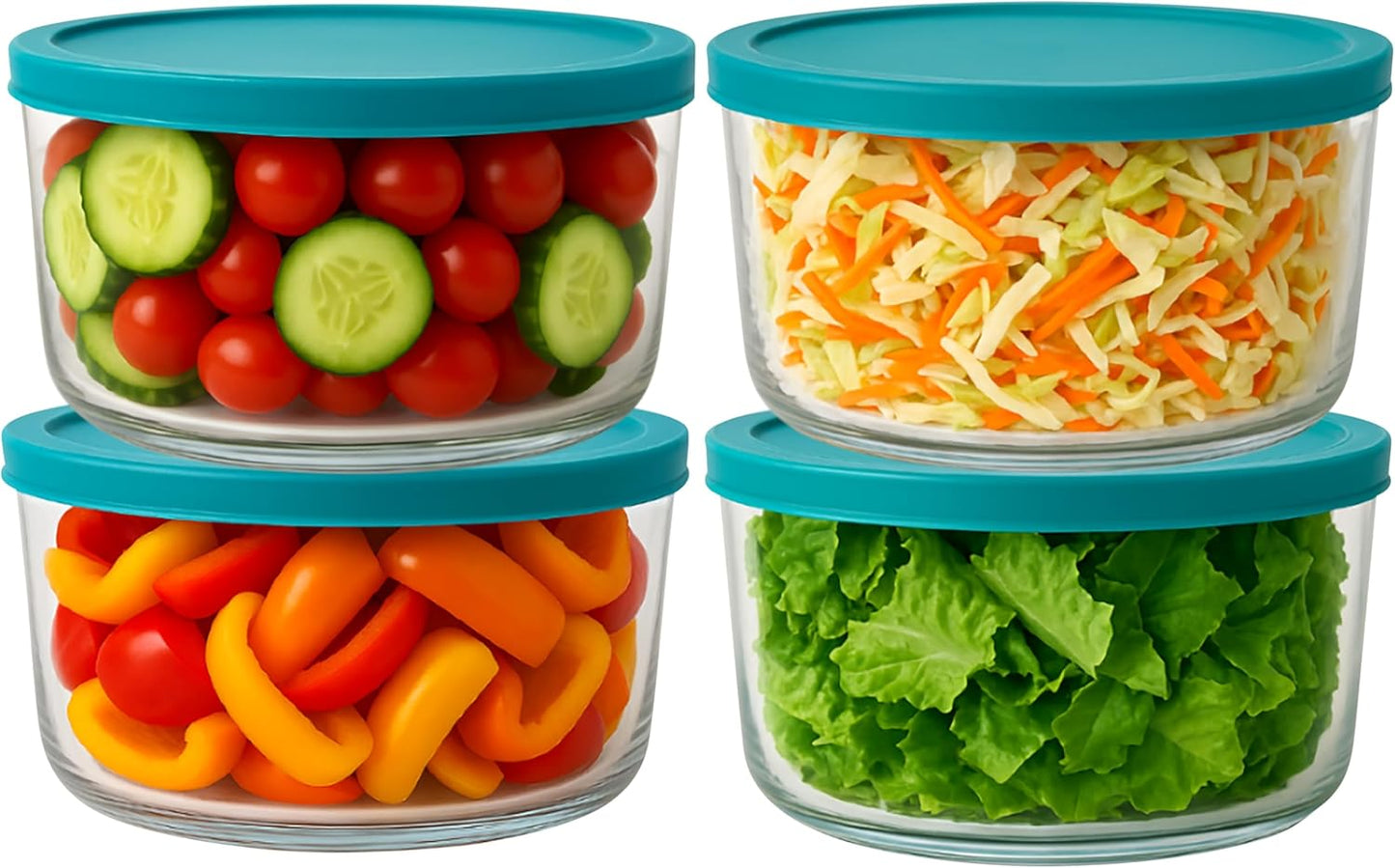 Glass Food Storage containers Bowls with BPA Free Airtight Lids for Meal Prep Leftovers Baking Lunch Boxes Dish (4 Cup - 4 Pack)