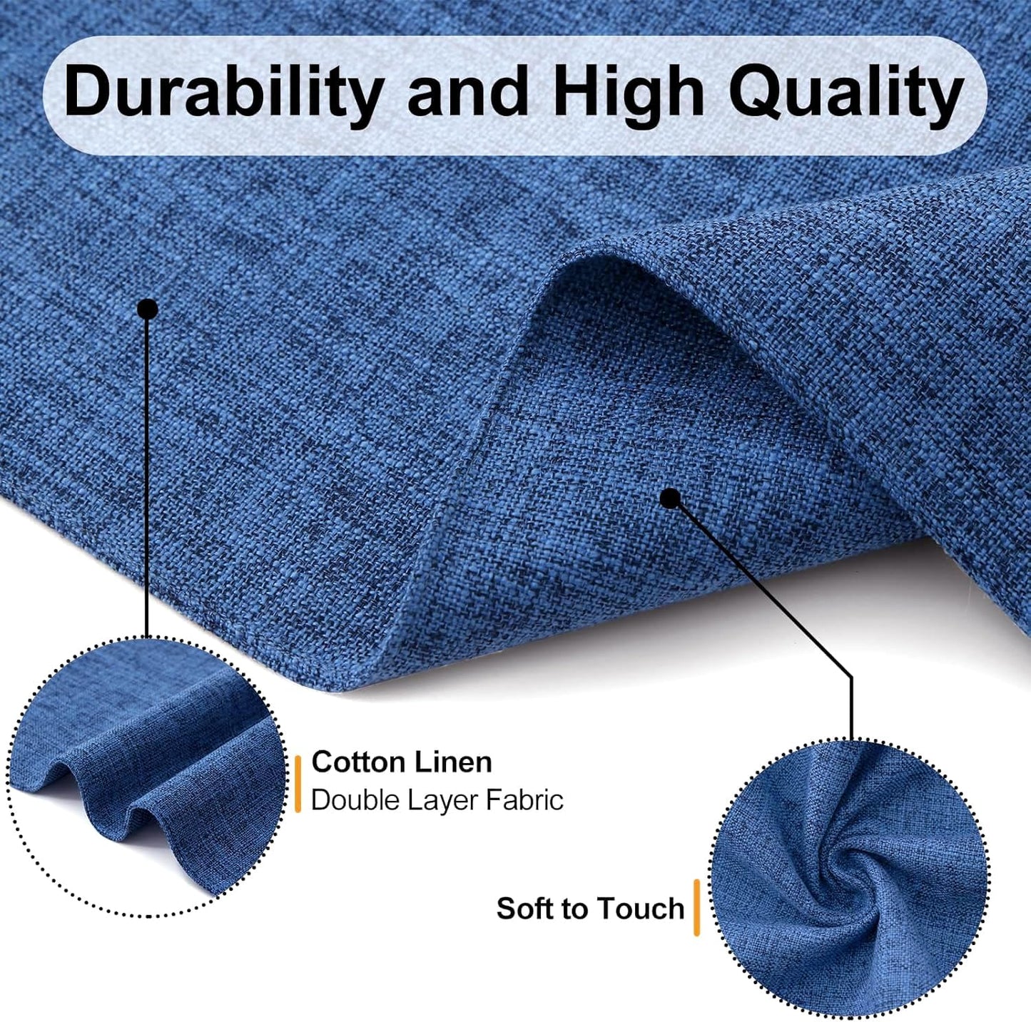 Homaxy Cloths Placemats for Dining Table Set of 4, Heat Resistant Washable Cotton Linen Blend Table Mats, Easy to Clean Place Mats for Indoor Outdoor Party Kitchen Decoration, 13" x 19", Blue