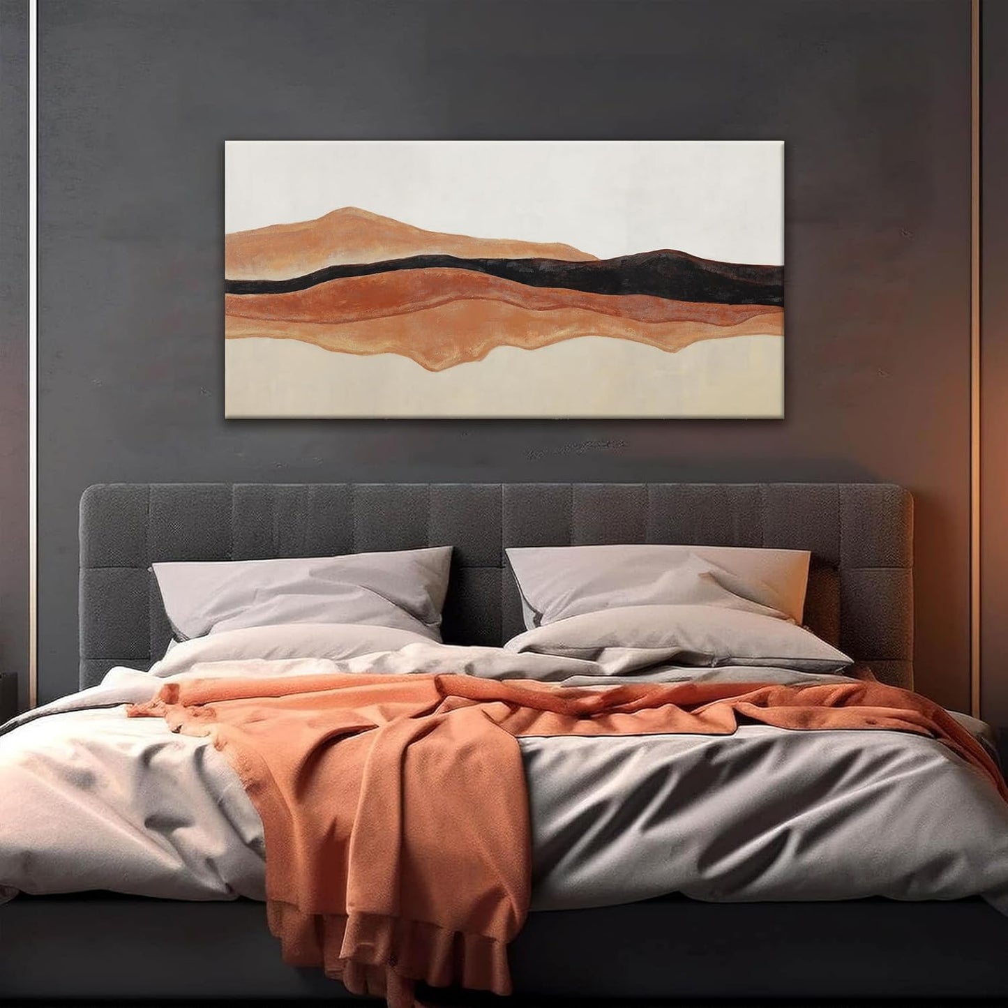 QSQ Abstract Canvas Art Wall Decor Red Brown White Wall Art Painting Abstract Art Prints Minimalist Decor Artwork Pictures For Bedroom Kitchen Office Bathroom Home Wall Decor 20" × 40"