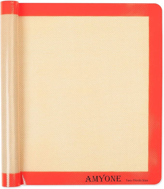 AMYONE Silicone Baking Mats for Two Thirds Size Pan, 2/3 Non-Stick Silicone Baking Sheet Liners for Cookies/Pastries/Chicken/Vegetables, Food Grade Silicone Mat for 15 x 21-inch Big Sheet, 1 PCS