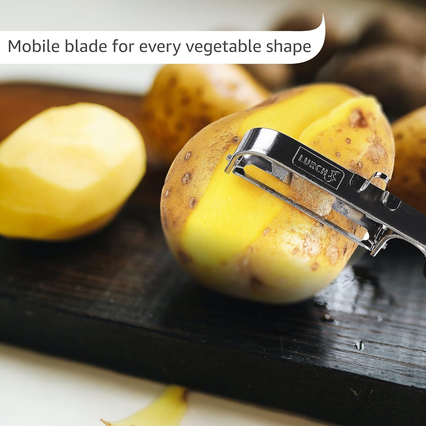 LURCH Germany Universal Ultra Sharp Stainless Steel Vegetable Swivel Peeler for for Potatoes, All Fruits & Veggies | Non-Slip Comfortable Handle | 5.1 x 2.3 Inches / 13 cm x 6 cm - Black