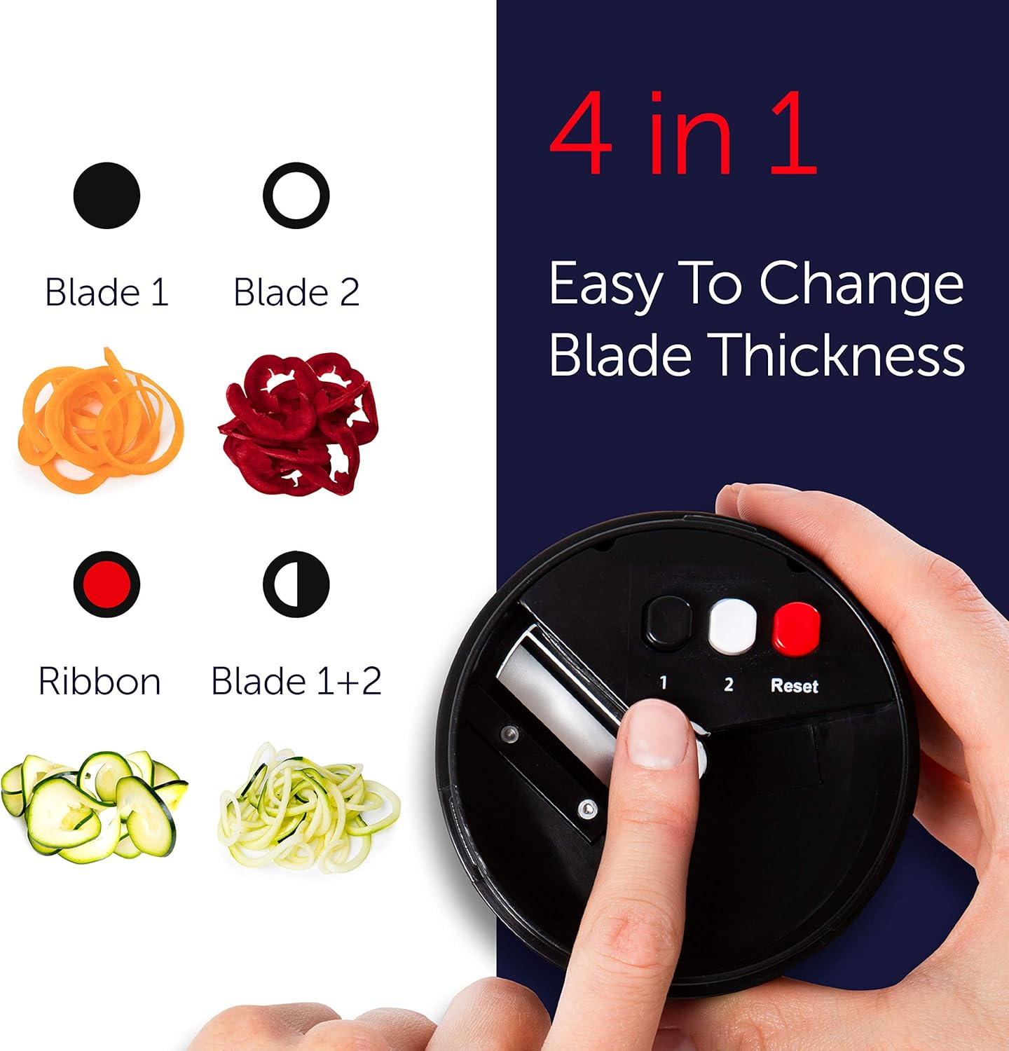 Fullstar Vegetable Spiralizer and Slicer - Zucchini Spiralizer Noodle Maker with Sharp Stainless Steel Blades, Spiralizer for Veggie Noodles, Cucumber Veggie Vegetable Zoodler, Kitchen Gadget (4 in 1)