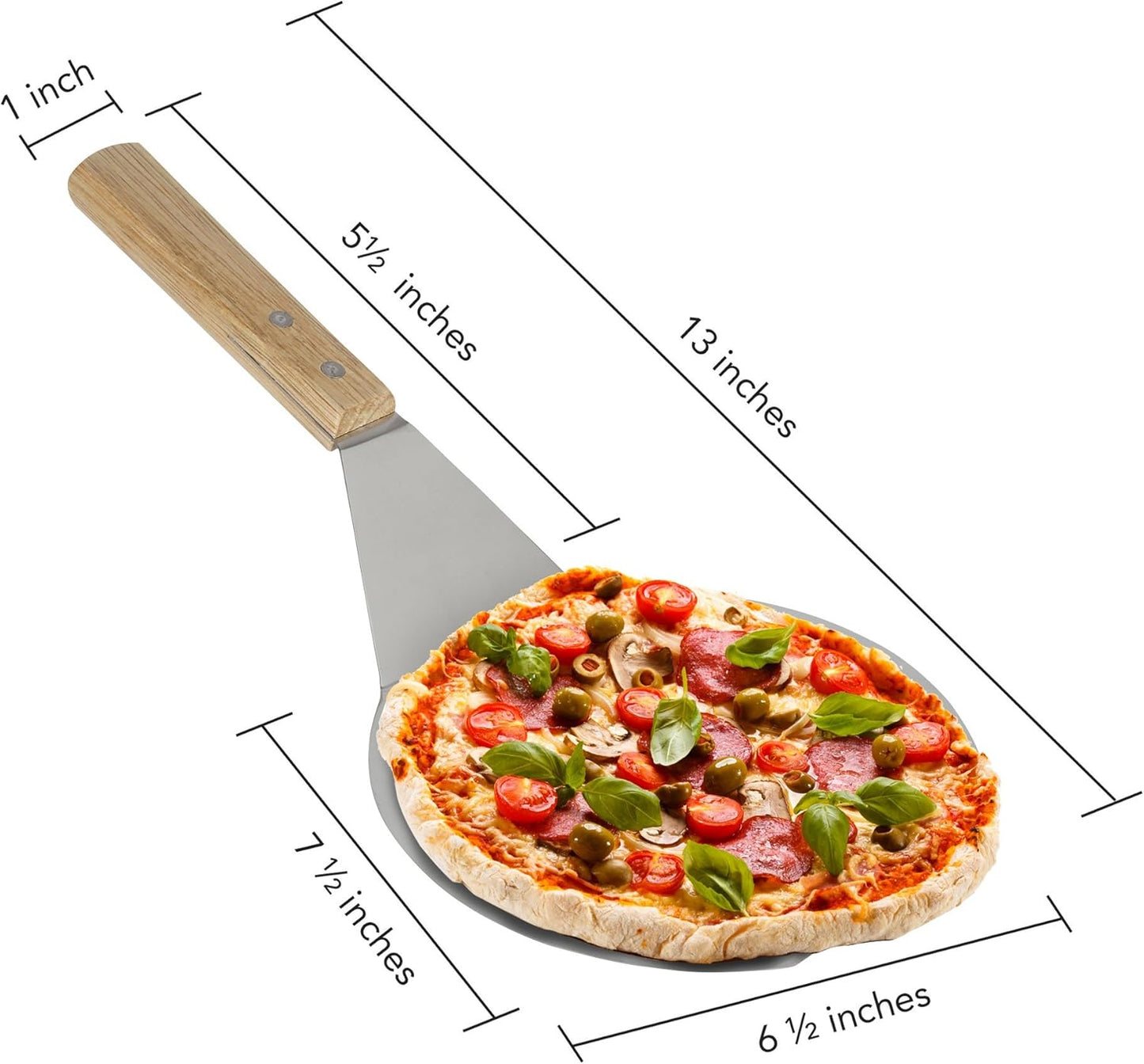 Extra-Large Stainless Steel Wide Spatula Turner Strong Wooden Handle - Dishwasher Safe Kitchen Utensil - Heavy Duty Oversized Metal Lifter Grilling, Cooking, Baking Cake & Cookies pancake spatula