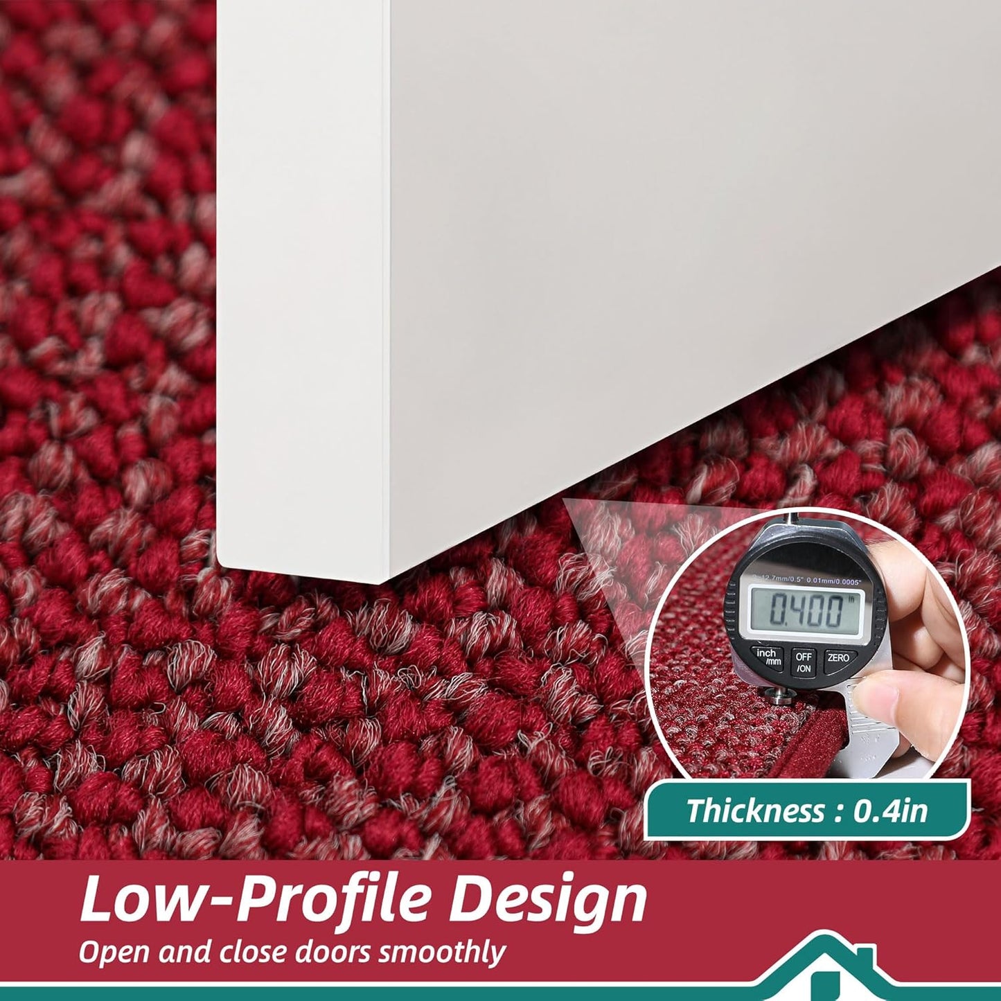 BEQHAUSE Dirt Trapper Door Mat 20" x 48", Non-Slip Washable Doormats Entrance Mat, Dirt Resistant and Absorbent Welcome Mat, Low Profile Floor Mats for Front Back Door and Entryway, Red