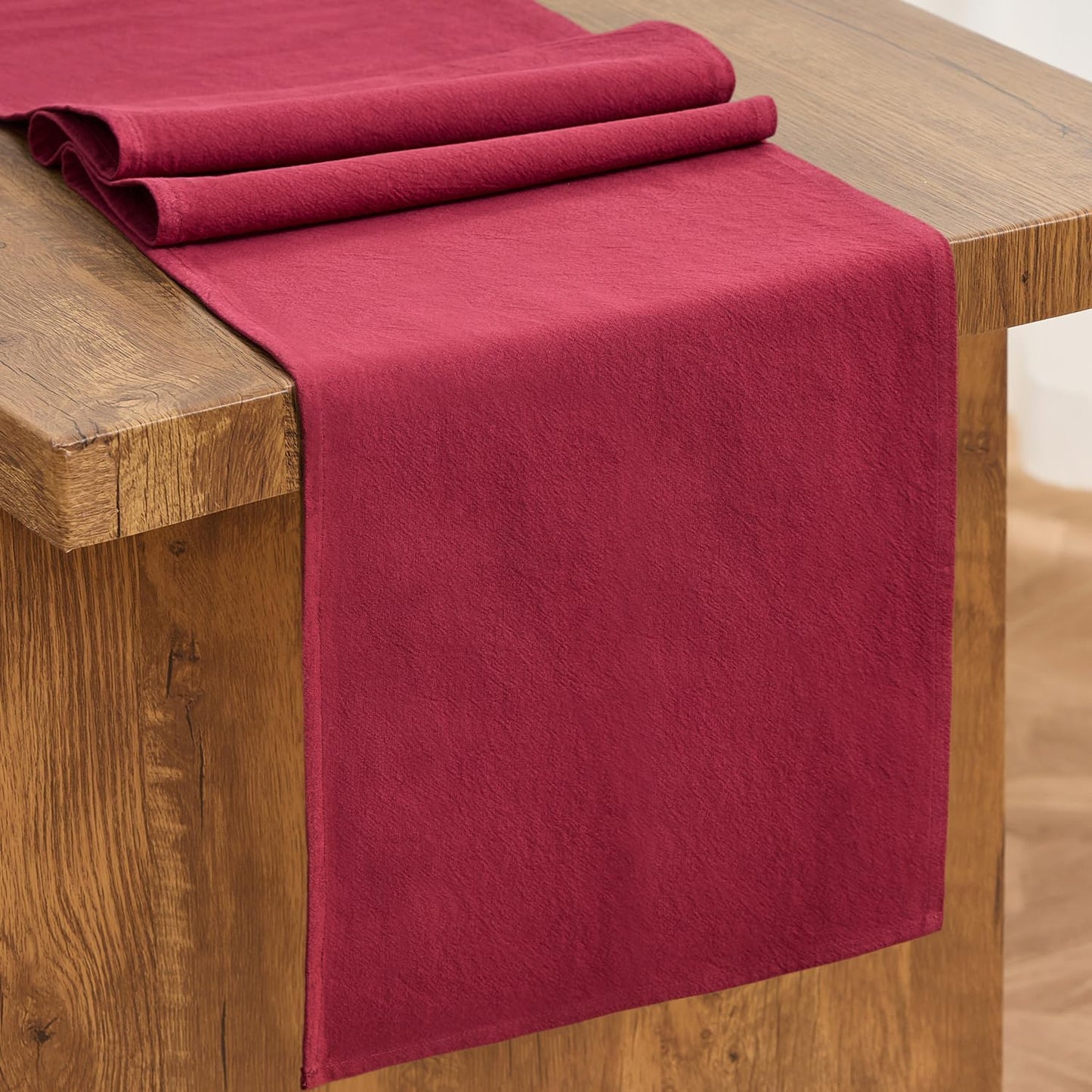 Letjolt Burgundy Table Runner 72 Inches Rustic Farmhouse Table Runner Dark Red Cotton Runner Plain Table Decor
