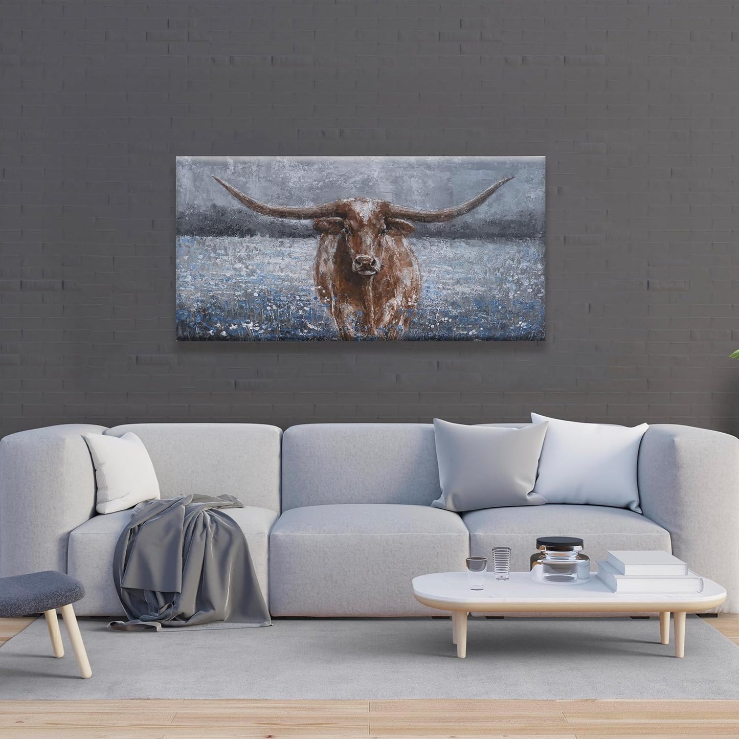 Canvas Wall Art Decor Vintage Wall Art For Living Room Black And White Highland Cow Wall Art Decor Canvas Art Work Wall Art Prints Wall Decorations For Bedroom Office Kitchen Home Wall Decor 24" x 48"