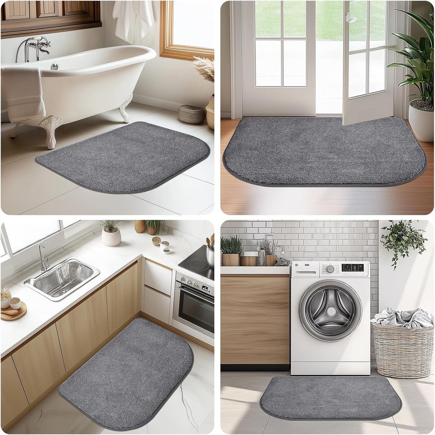 Washable Kitchen Rugs Set of 2 (24" x 35.5" + 24" x 59"), Non Slip Kitchen Mats for Floor, Absorbent Indoor Entryway Runner Rugs for Laundry, Bathroom, Door, Bedroom (Roll Packing)
