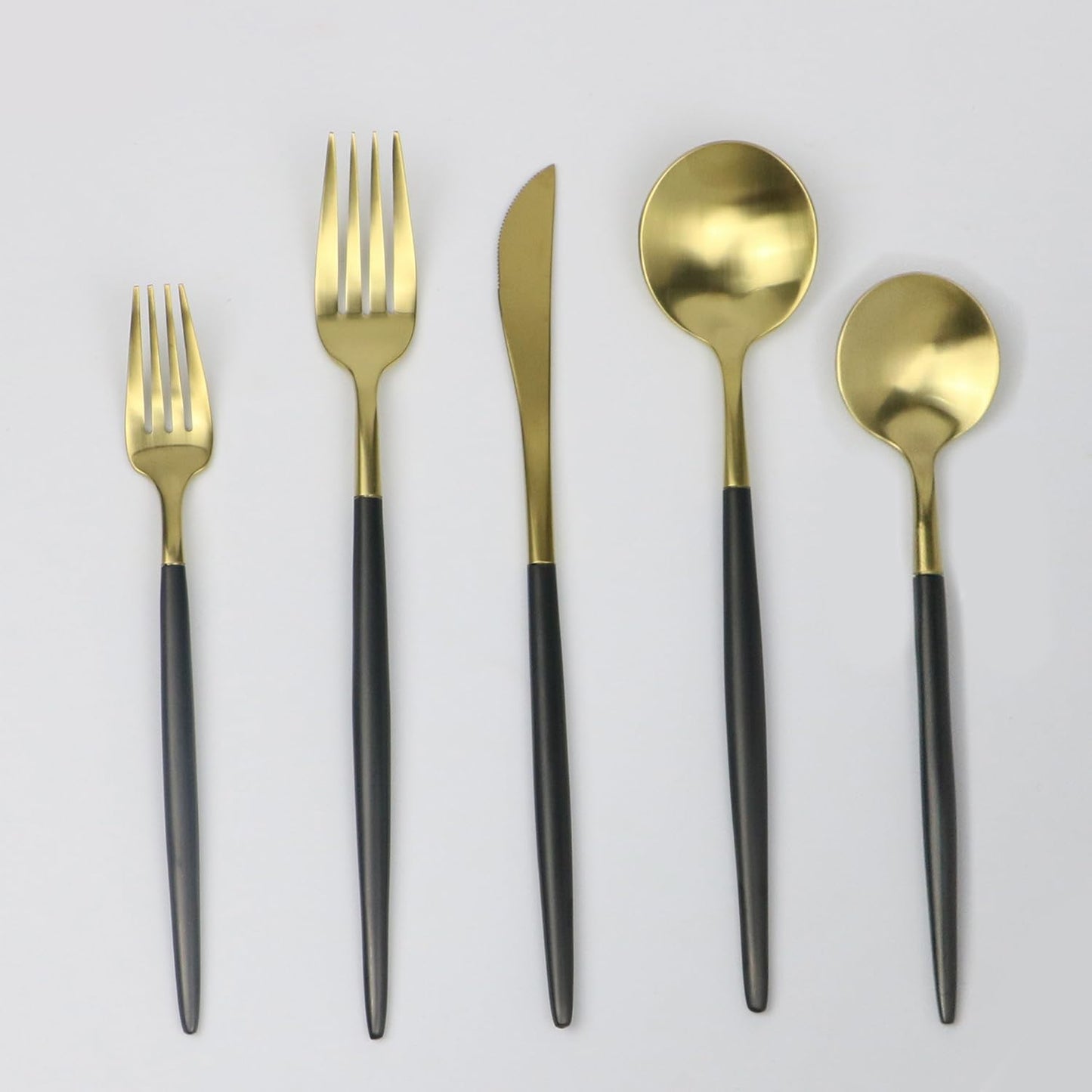 20-Pieces Luxury Black Handle Gold 18/10 Stainless Steel Flatware Set, Matte Finish, Service for 4