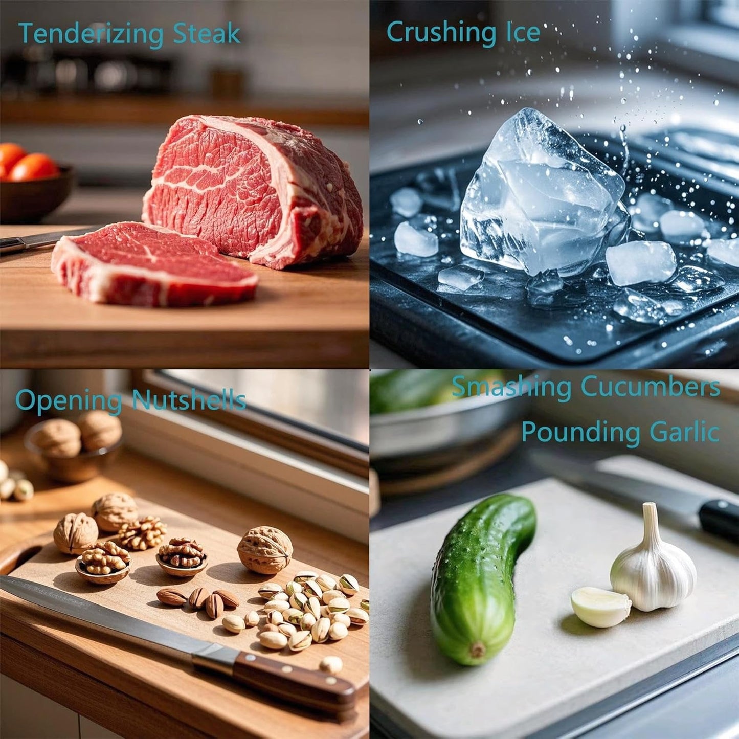 Meat Tenderizer Mallet，304 Stainless Steel ， Kitchen Meat Mallet for Chicken, Veal Cutlet, Steak, Meat Pounder Flattener，Dishwasher Safe