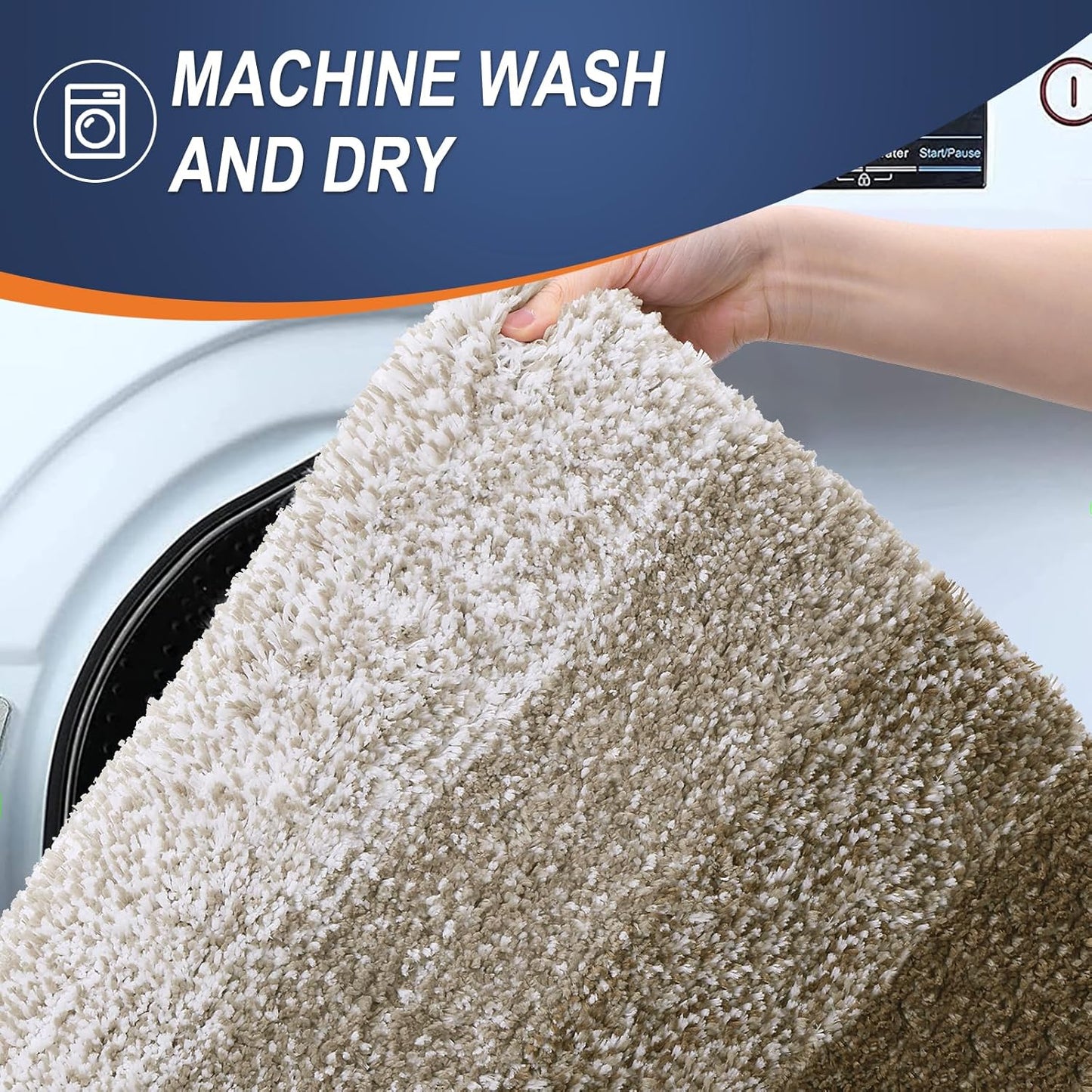 OLANLY Bathroom Rug Set 2 Piece, Soft Absorbent Microfiber Bath Rug Set, Non-Slip, Machine Wash Dry, Plush Shaggy Bath Mats for Bathroom (30"x20"+24"x16", Coffe)