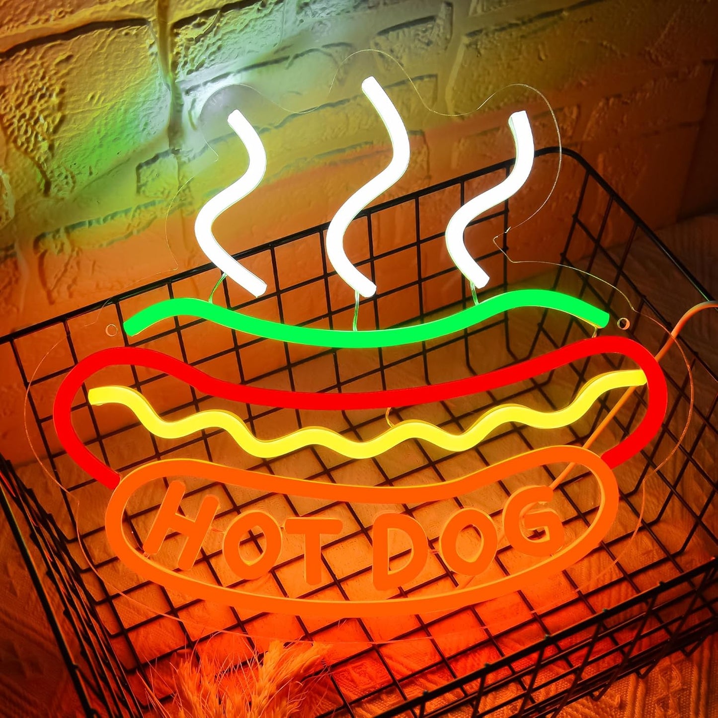 Hot Dogs Neon Sign for Wall Decor, Business Hot Dog LED Light,Fast food Neon Light Decor for Restaurant,Kitchen,Party,Food Decoration,USB Powered,Size 11.9 * 13.4in(JTD228)