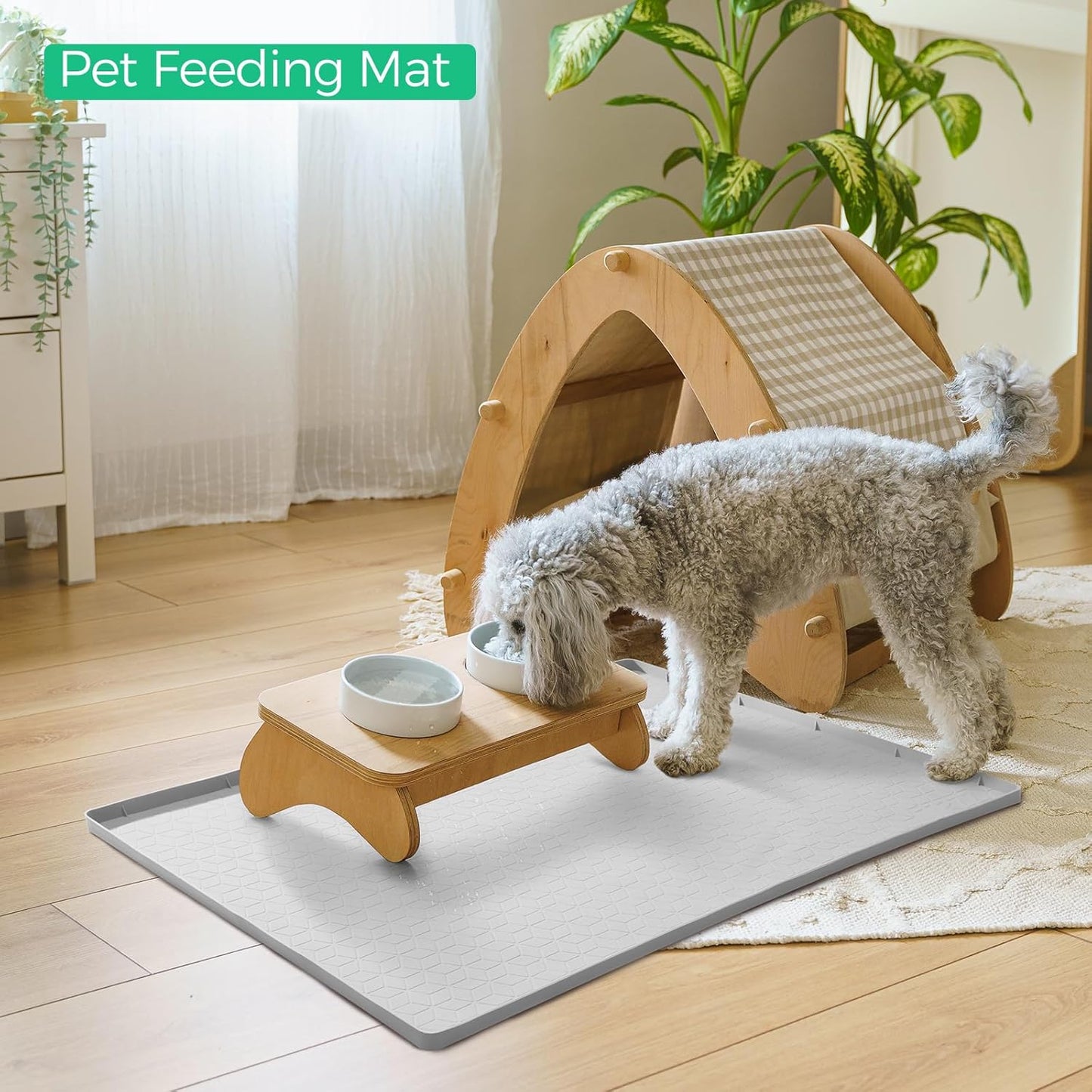 TRZZ Silicone Waterproof Under Sink Mat 34" x 22", Drip Tray and Cabinet Liner for Kitchen and Bathroom, Prevents Water Damage and Organizes Cabinets (Brown)