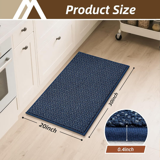 COSY HOMEER Kitchen Rugs 20"x32" Non-Slip Kitchen Mats for Floor Absorbent Stain Resistant Kitchen Floor Mat Machine Washable Rugs for Kitchen,Hallway,Sink,Navy Blue