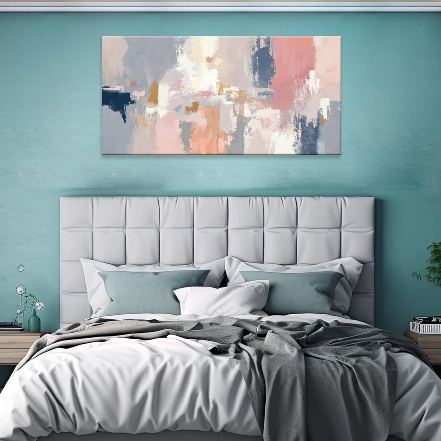 Pink And Gray Abstract Wall Art Decor Modern Artwork Decorations Canvas Prints Pictures For Bedroom Wall Decor Living Room Apartment Kitchen Bathroom Home Wall Decor 20x40 Inch