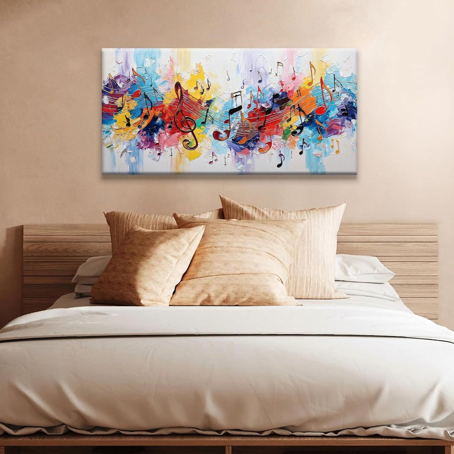 Suconvng Abstract Canvas Art Wall Decor Painting Home Wall Decorations Colorful Musical Note Abstract Wall Art Print Picture For Bedroom Kitchen Office Artwork 20 X 40 Inch