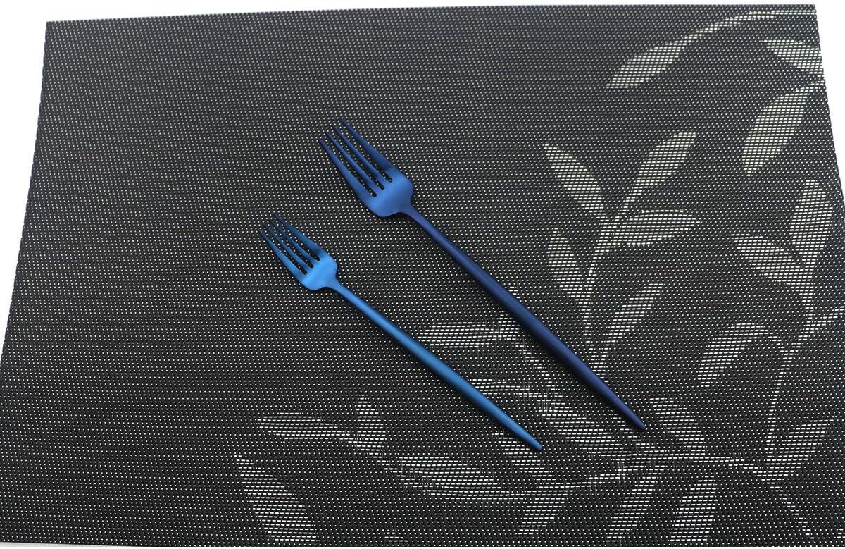 Iridescent Blue Flatware 20 Pieces Tableware Set Cutlery Set Dinnerware Anti-rust Utensil Set,Salad Spoons Knives and Dessert Forks, Silverware Service for 4