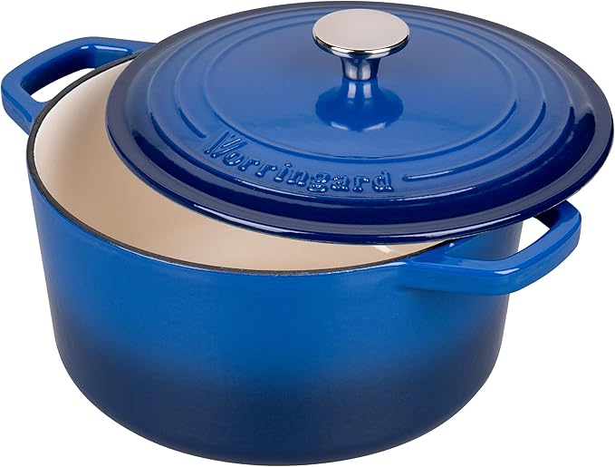 Enameled Cast Iron Dutch Oven Pot with Lid, for Bread Baking, Round Bread Oven- include Sourdough Bread Baking Supplies Set, 6QT, Blue