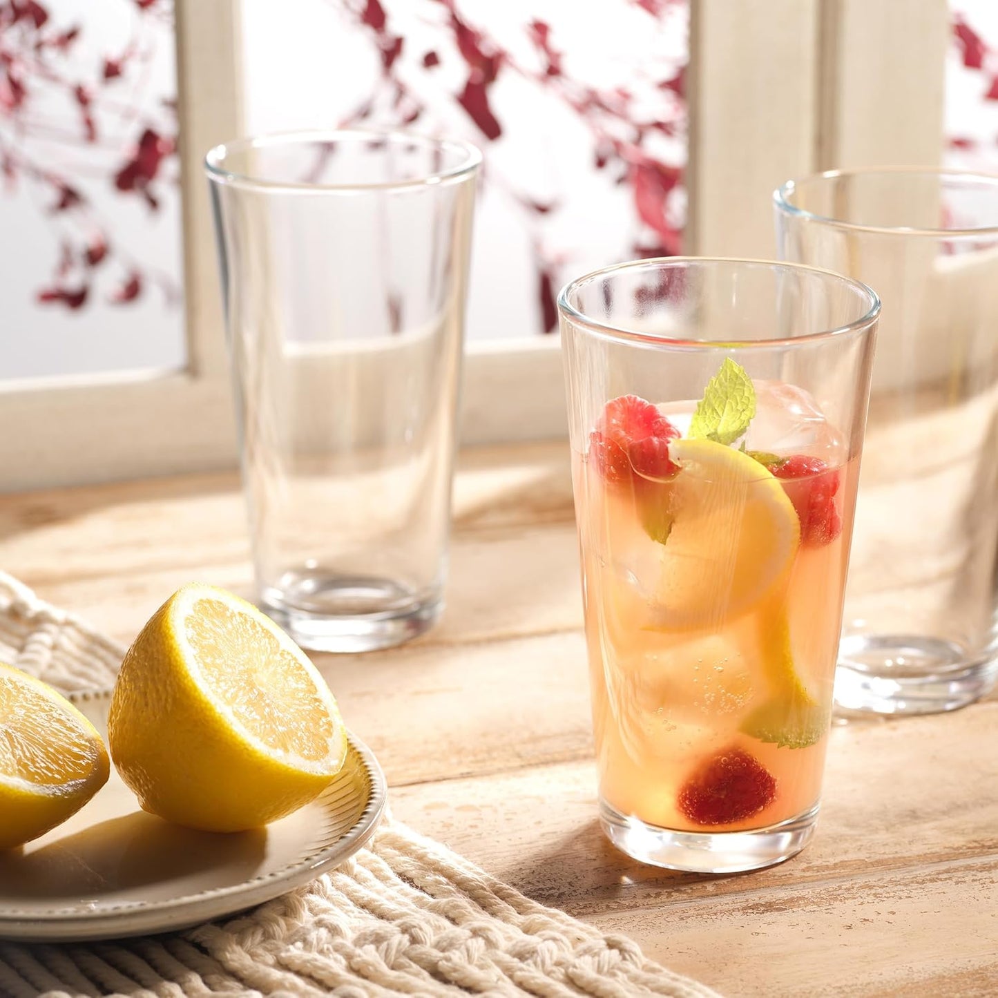 Glaver's Drinking Glasses Set of 8 Mixed Glassware Set, 4 Highballs 17 Oz., 4 Whiskey Glasses 13 Oz., Great For Cocktail Whisky and other Beverages. Dishwasher Safe.